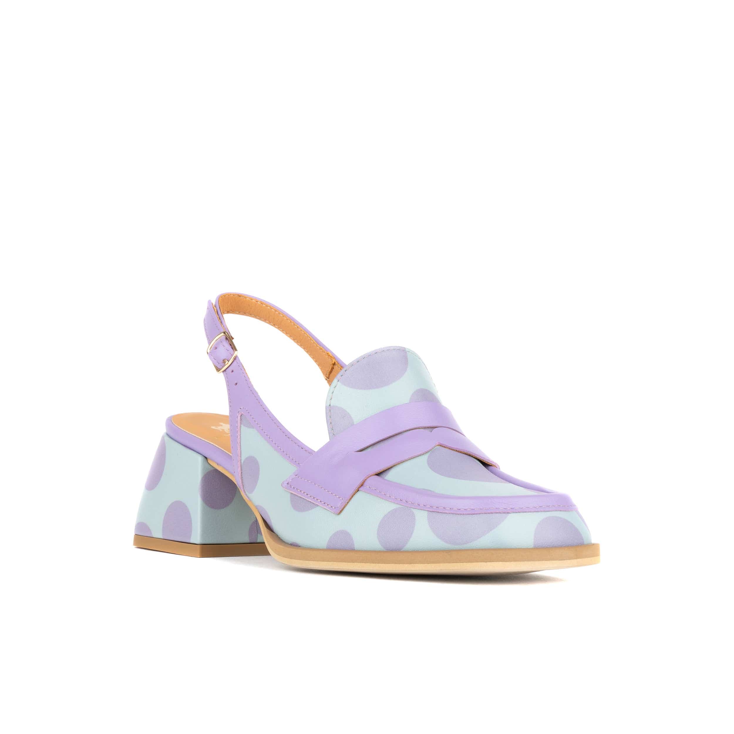 Diana - Pastel Polka Dot - Women's block heel slingback leather pump
