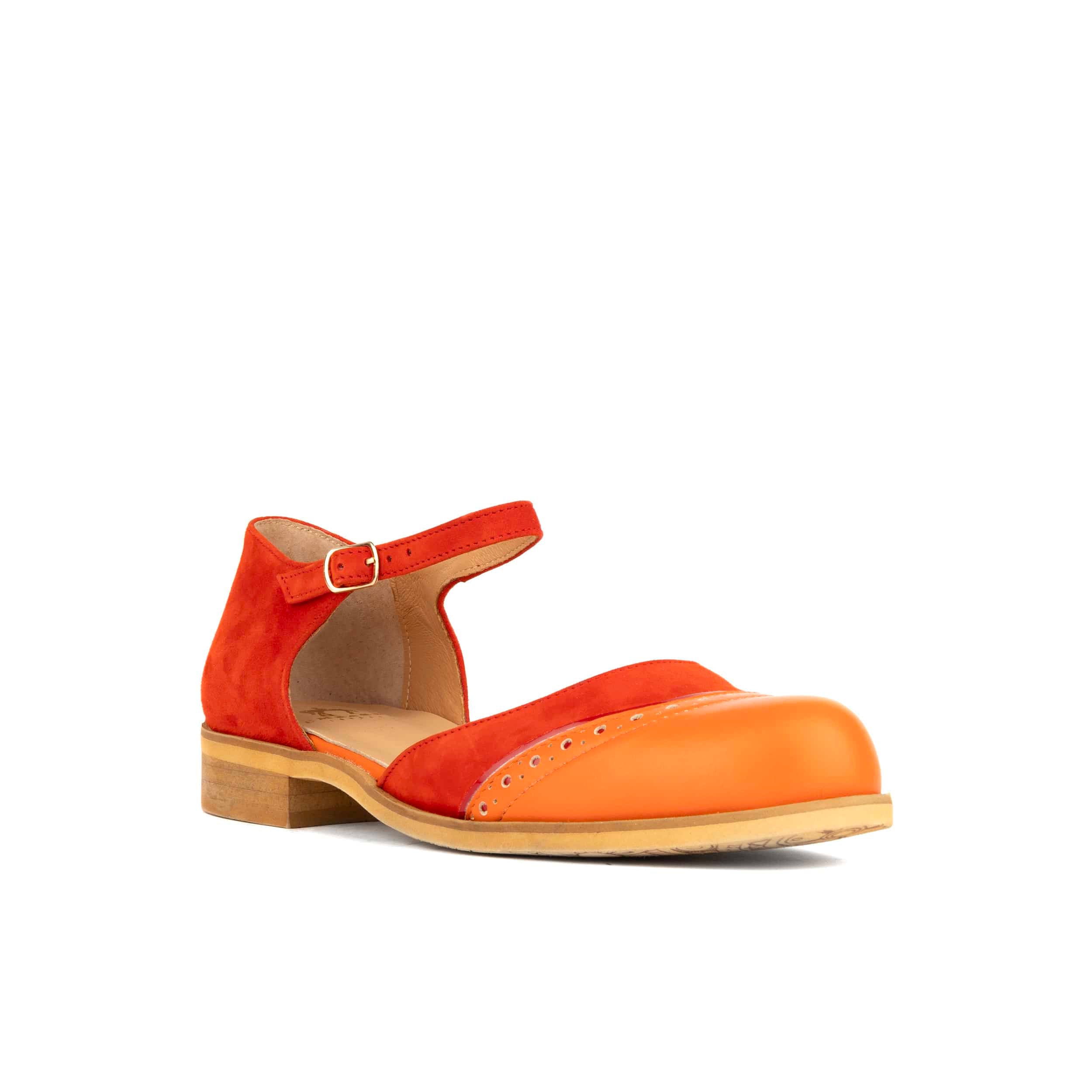 Gigot - Red Multi - Women's closed heel round toe leather flat sandal