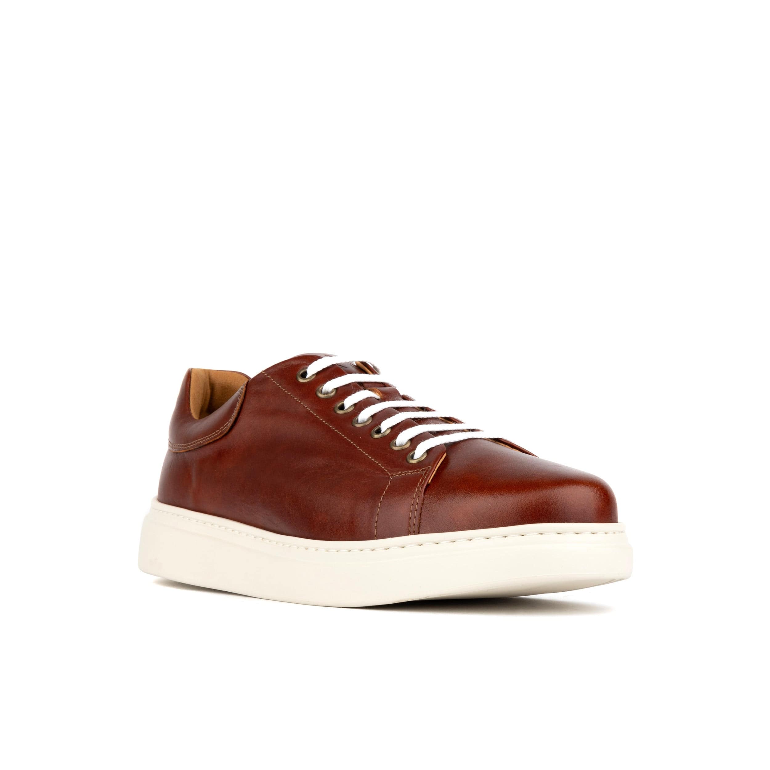 Sun City - Brown - Men's white sole trainer in brown soft leather