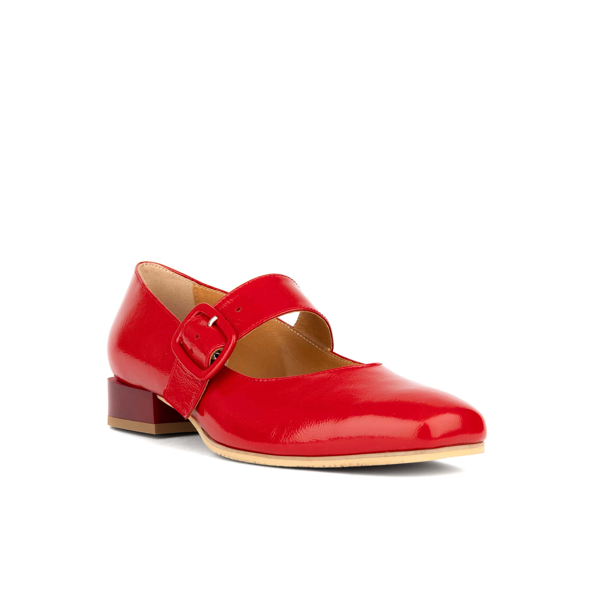 Bliss - Red - Women's block heel square toe patent leather Mary-Jane