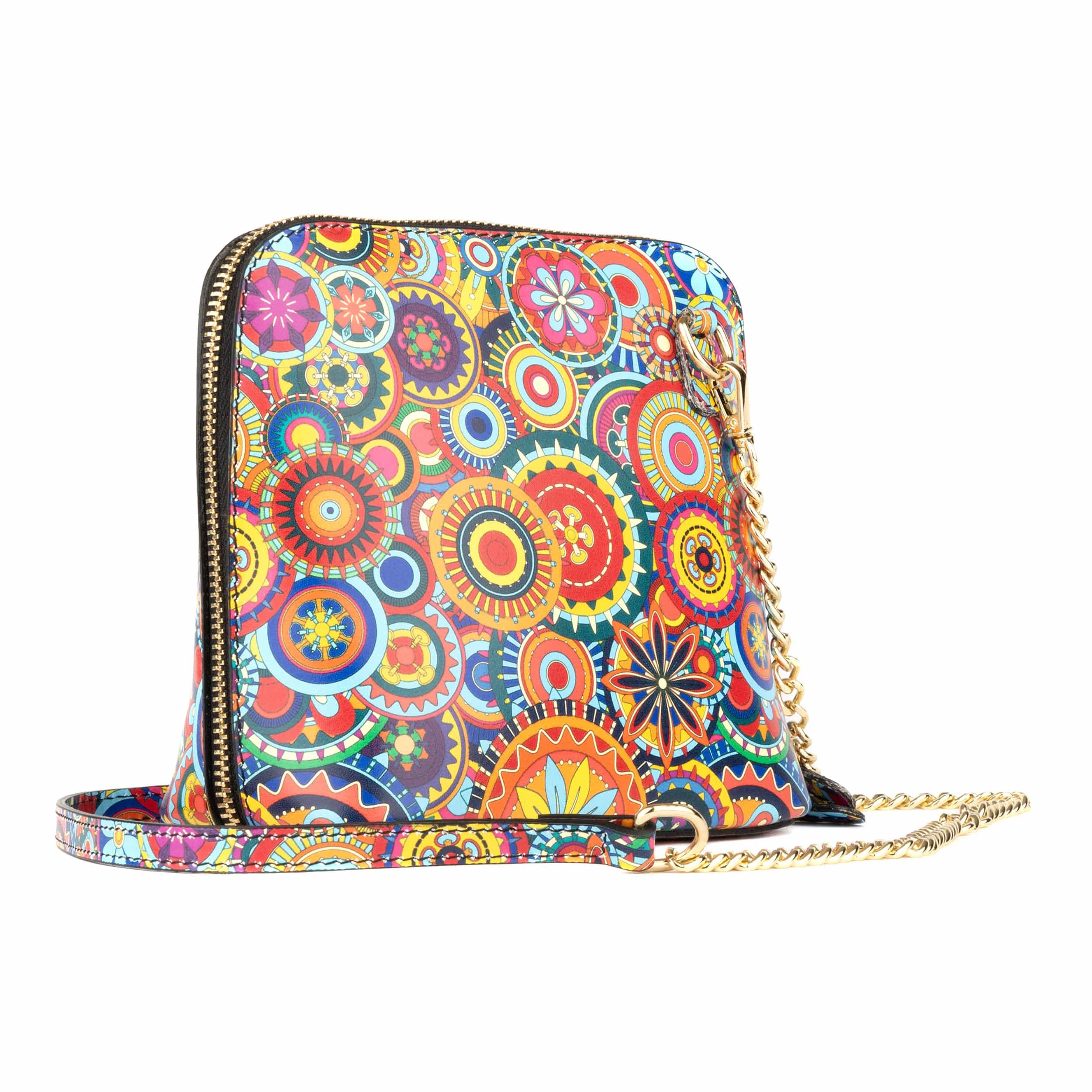 Macaw - Signature Print - Women's zip-up crossbody leather handbag