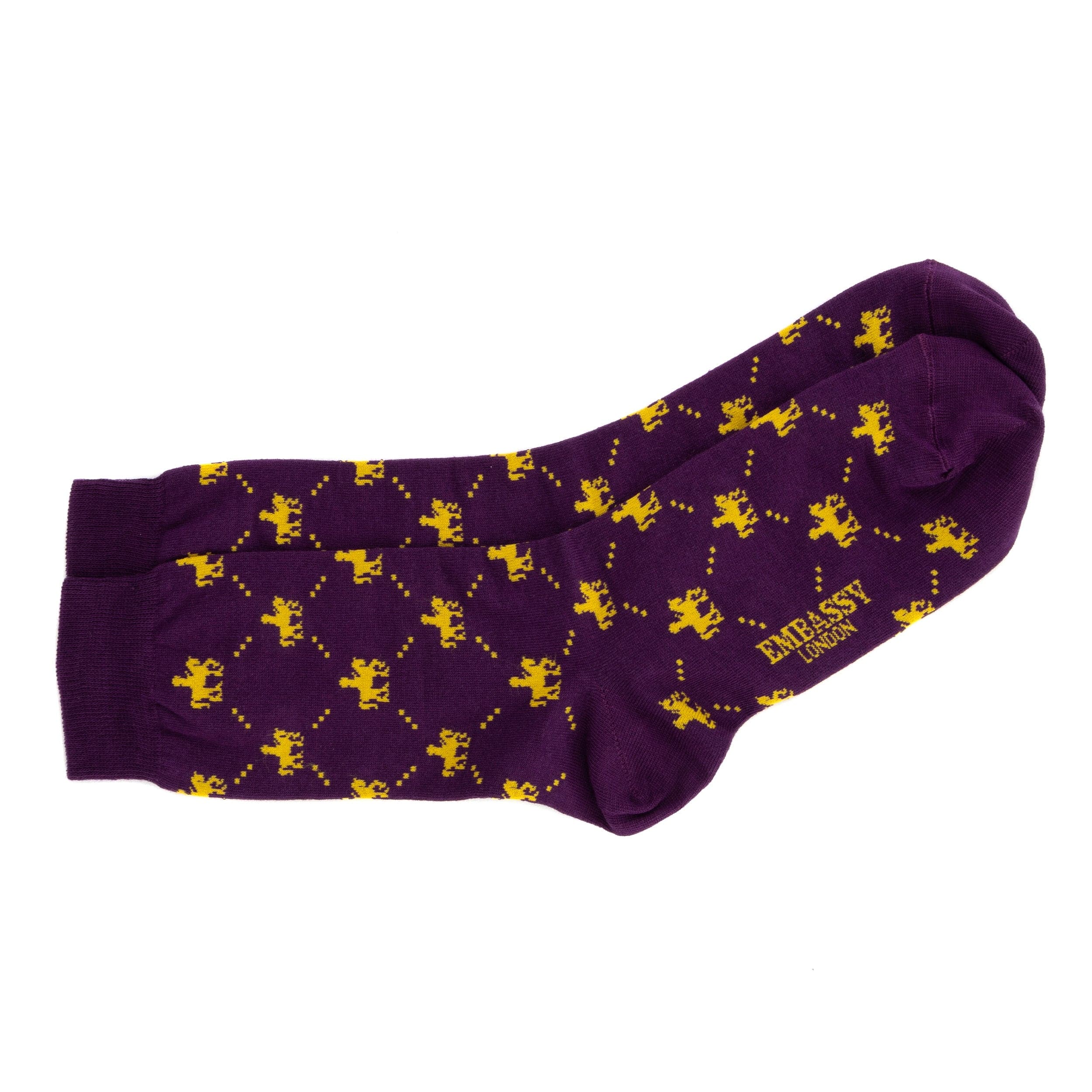 Footsie - Purple - Men's cotton crew socks size UK 6 to 12 in dark purple