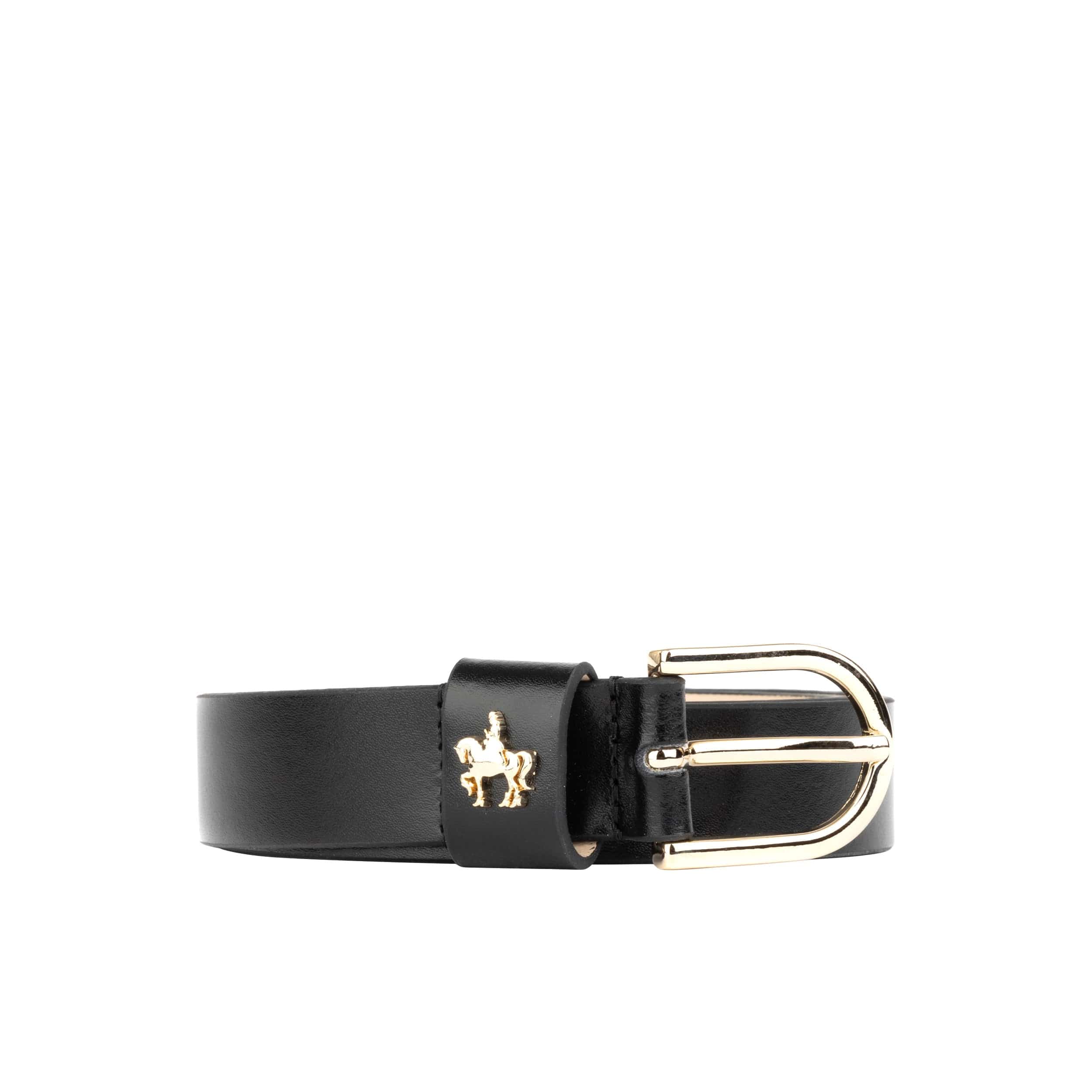 Poppy - Black - Women's classic Italian leather belt with gold tone buckle