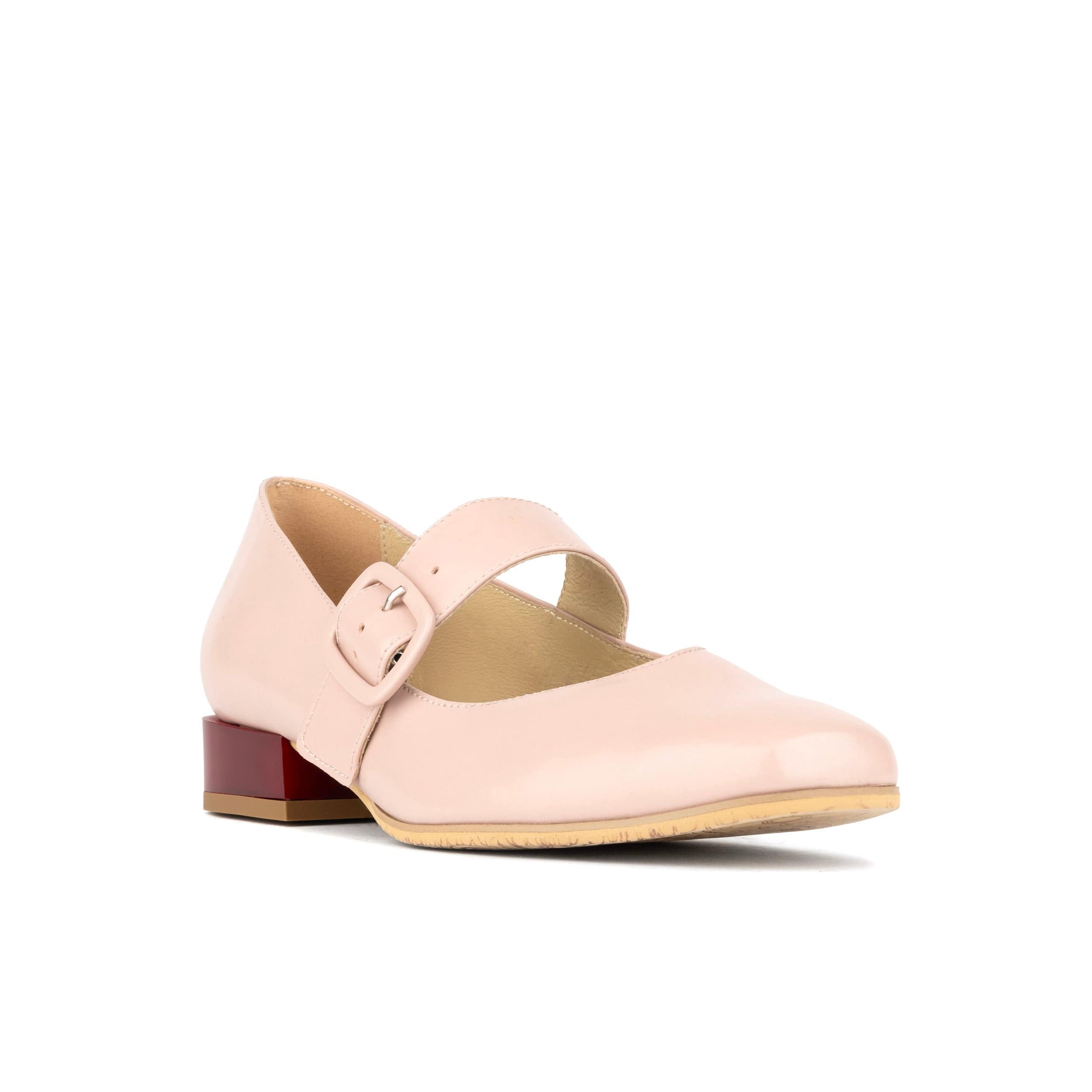 Bliss - Pink - Women's block heel square toe leather Mary-Jane
