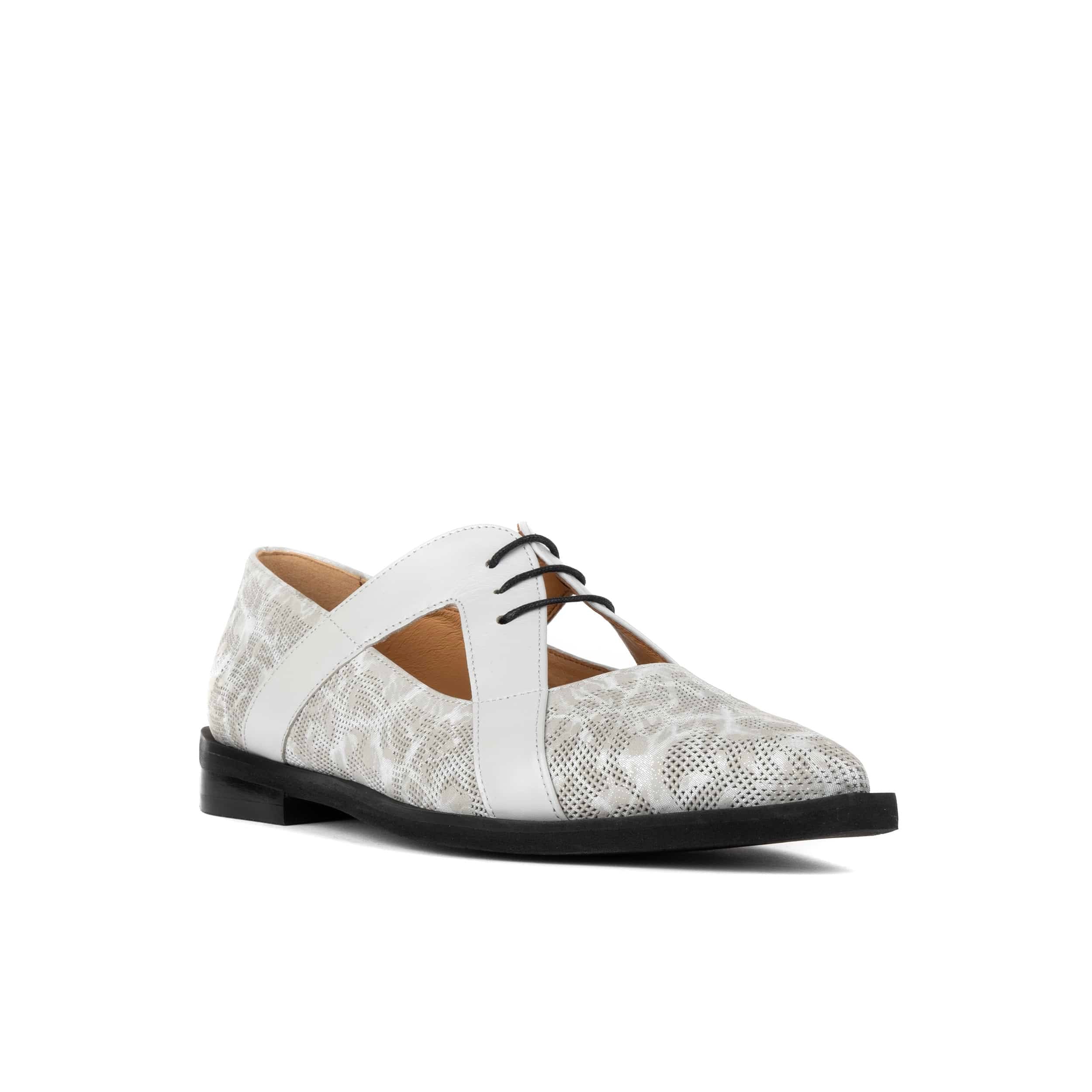 Harlowe - Grey - Women's cutout leather lace up shoe