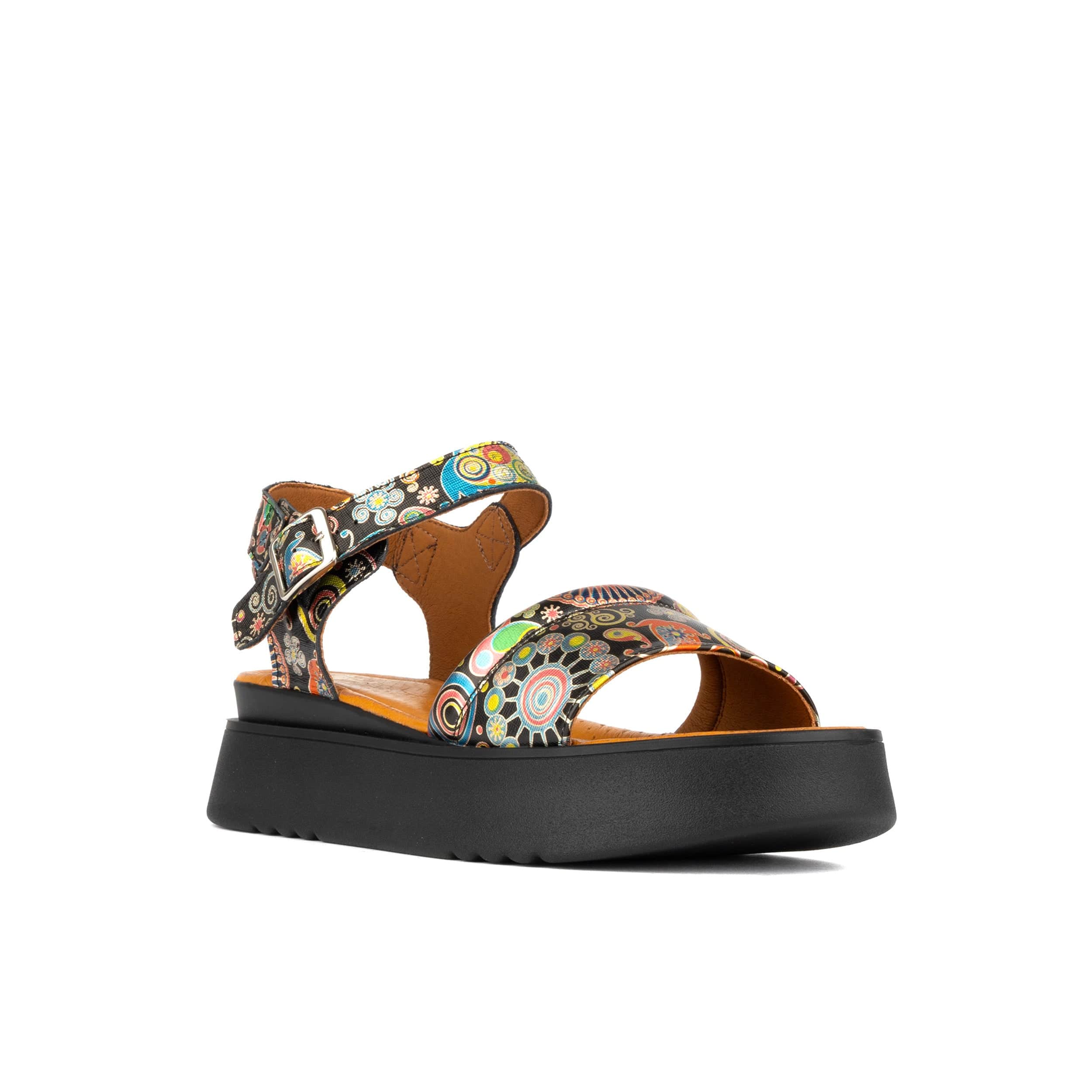 AMALFI - NAVY PINK - Women's 1.3 inch flatform colourful strappy leather sandal