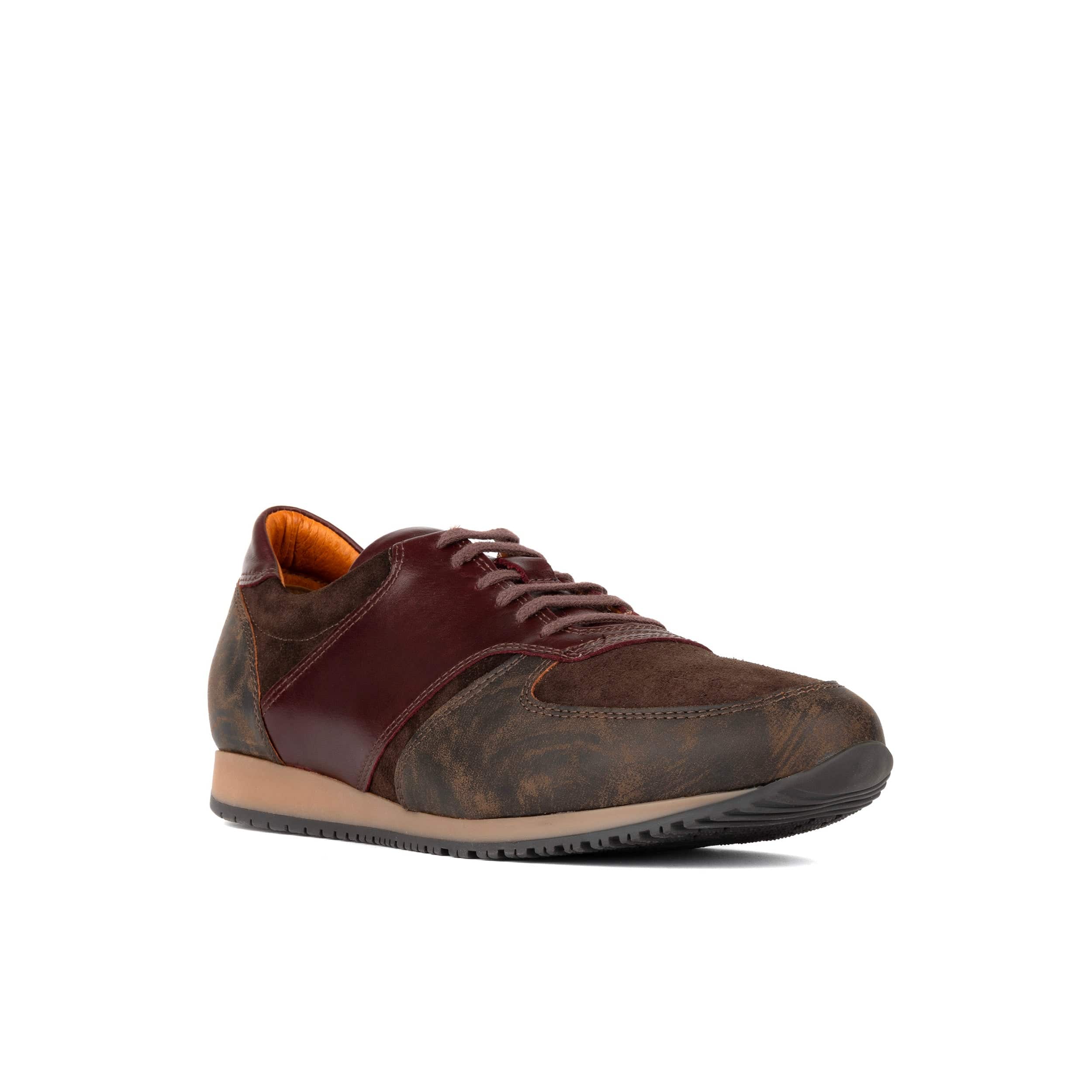 San Francisco - Brown & Burgundy - Men's lace-up leather & suede trainer