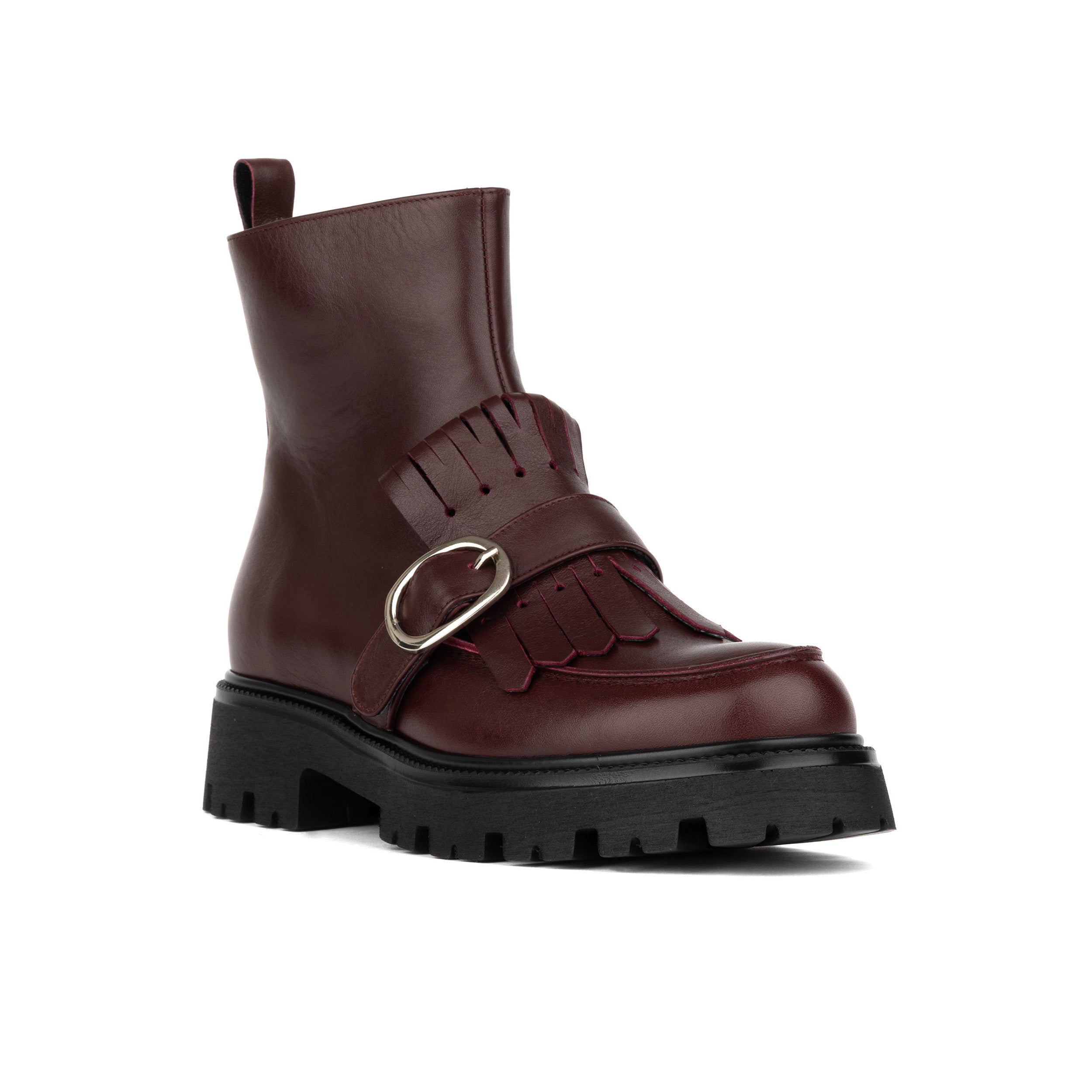 Dominus – Burgundy – Fringed Monk Strap Ankle Boot