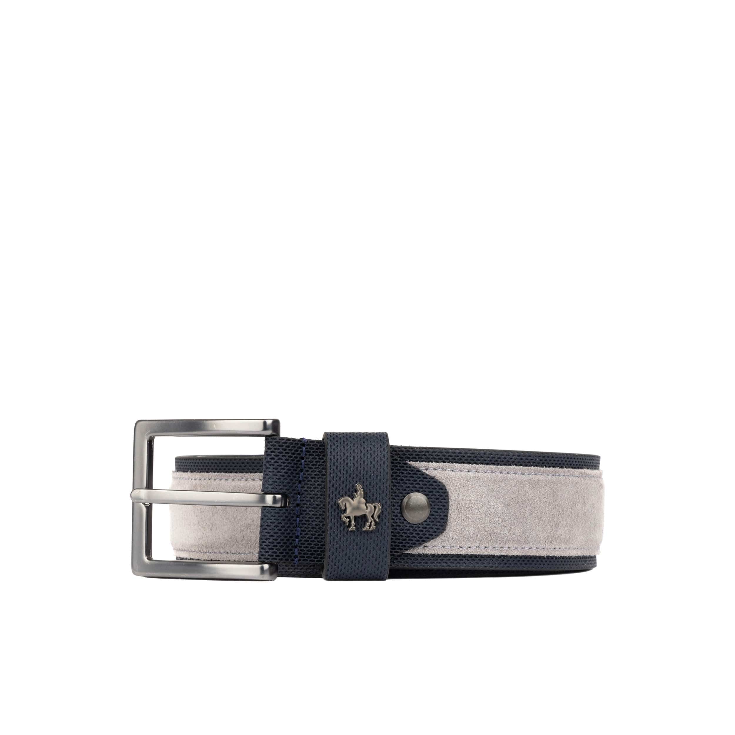 Victor - Navy Suede & Light Grey - Men's Italian leather belt