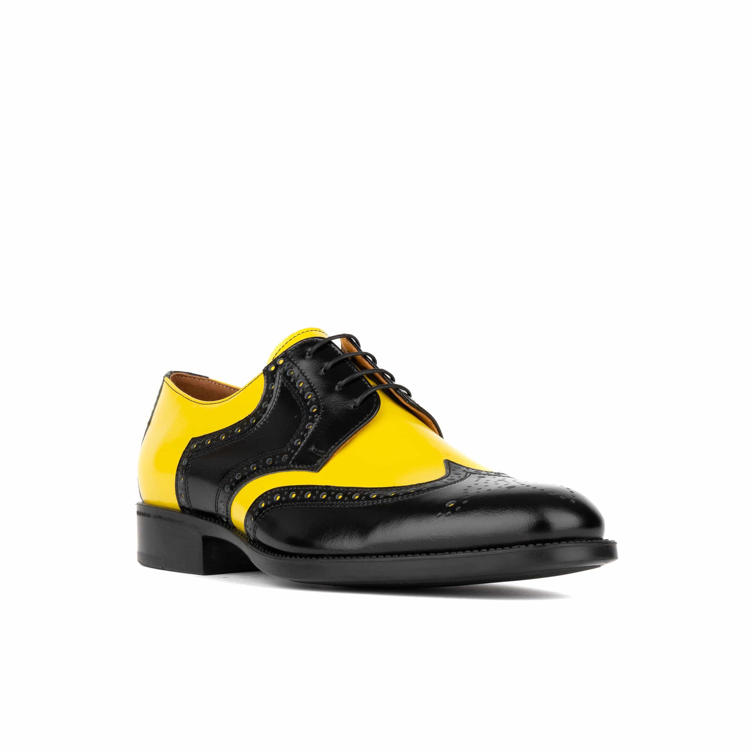 Kensington - Yellow & Black - Men's leather brogue lace-up