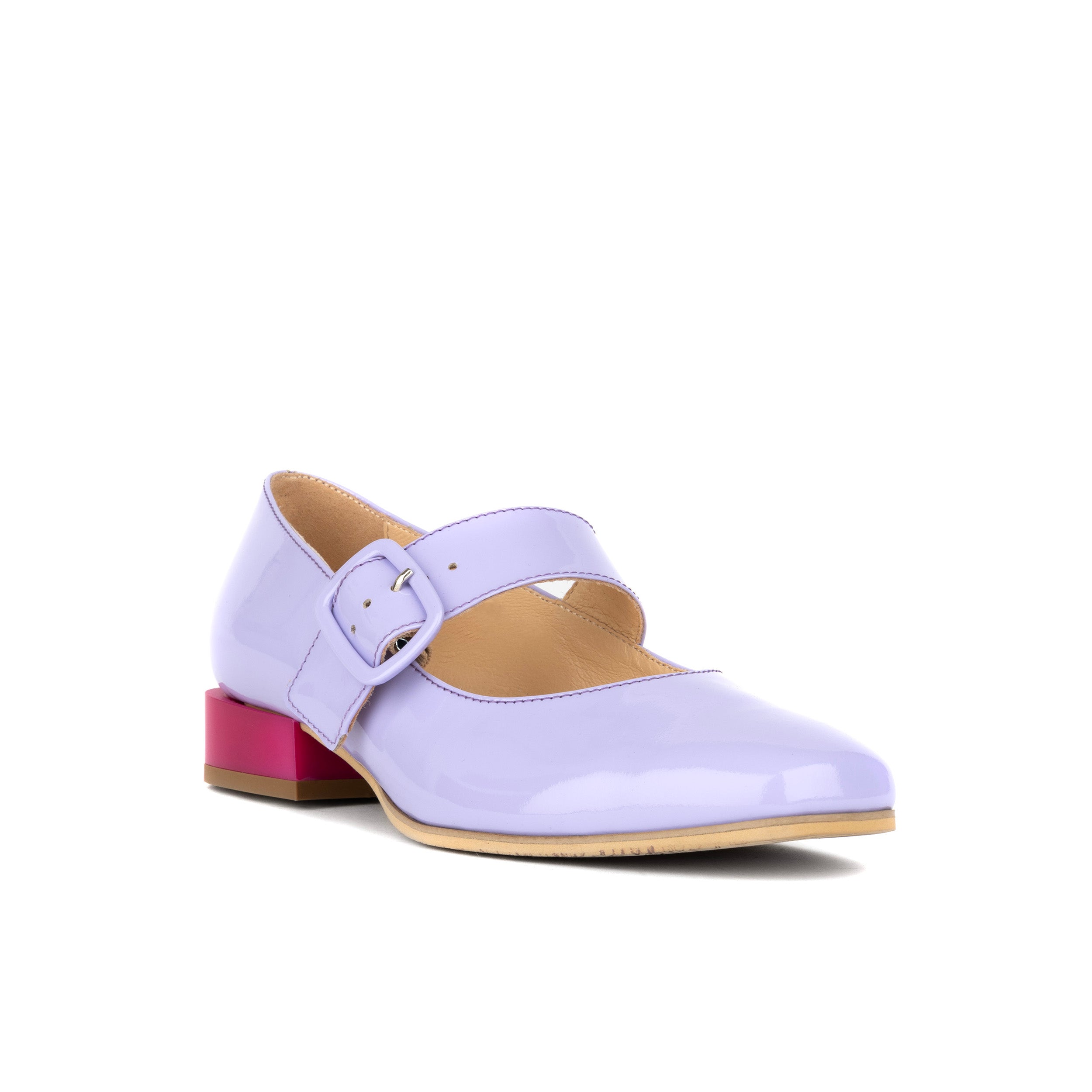 Bliss - Lavender & Rose - Women's block heel square toe patent leather Mary-Jane