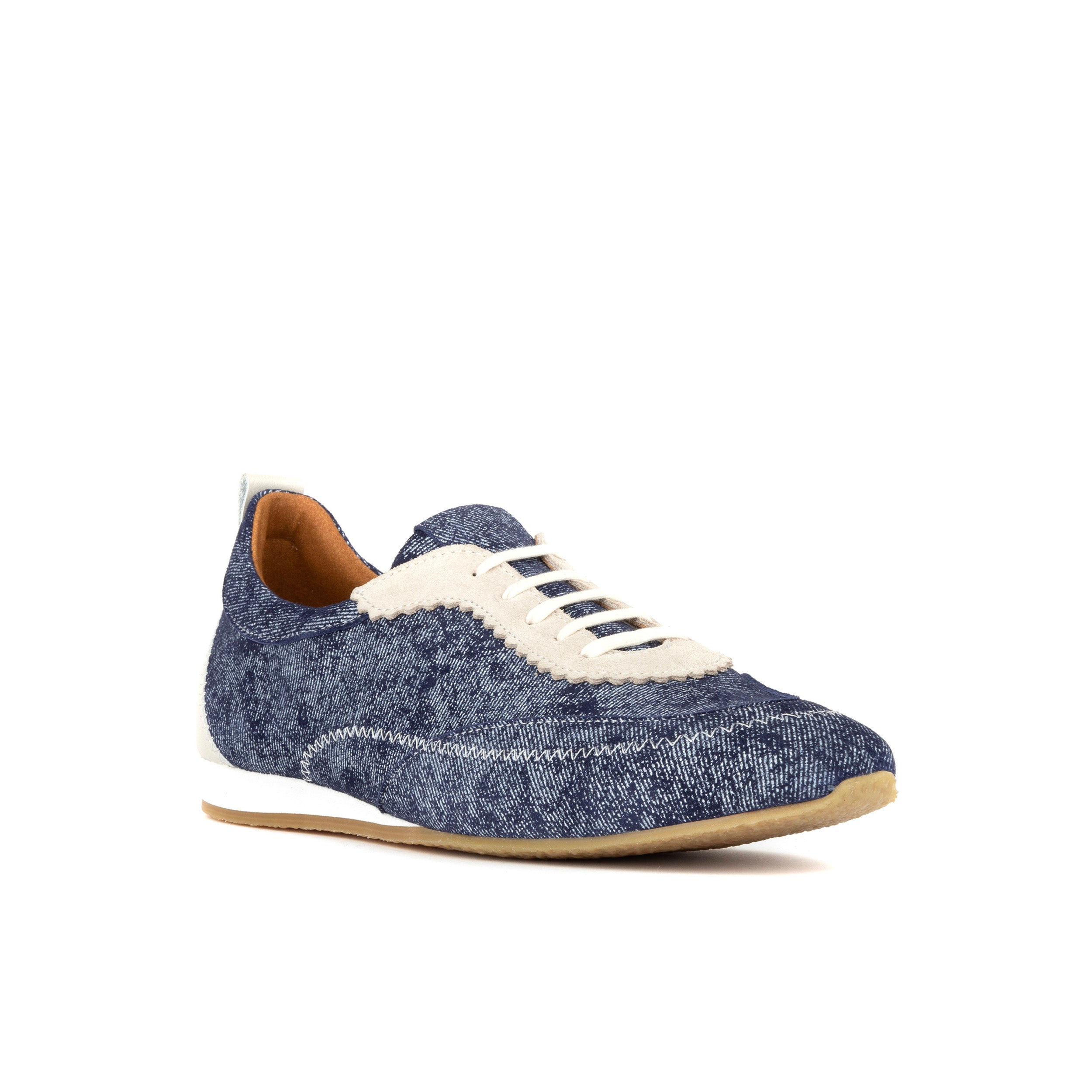 Shoreditch - Denim - Women's Suede & Denim Slim Trainer