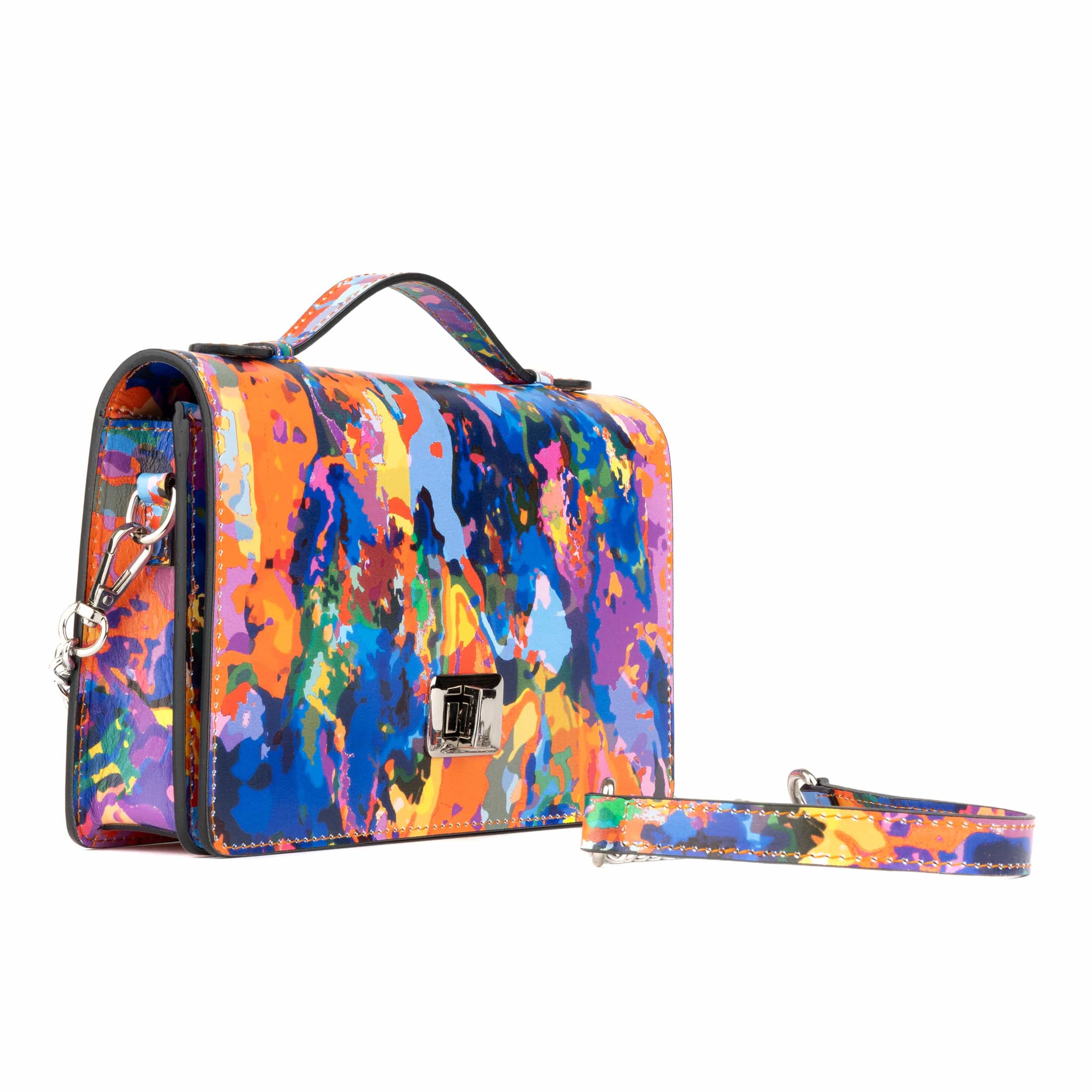 Envy - Summer Colours - Women's leather flap clutch bag with strap