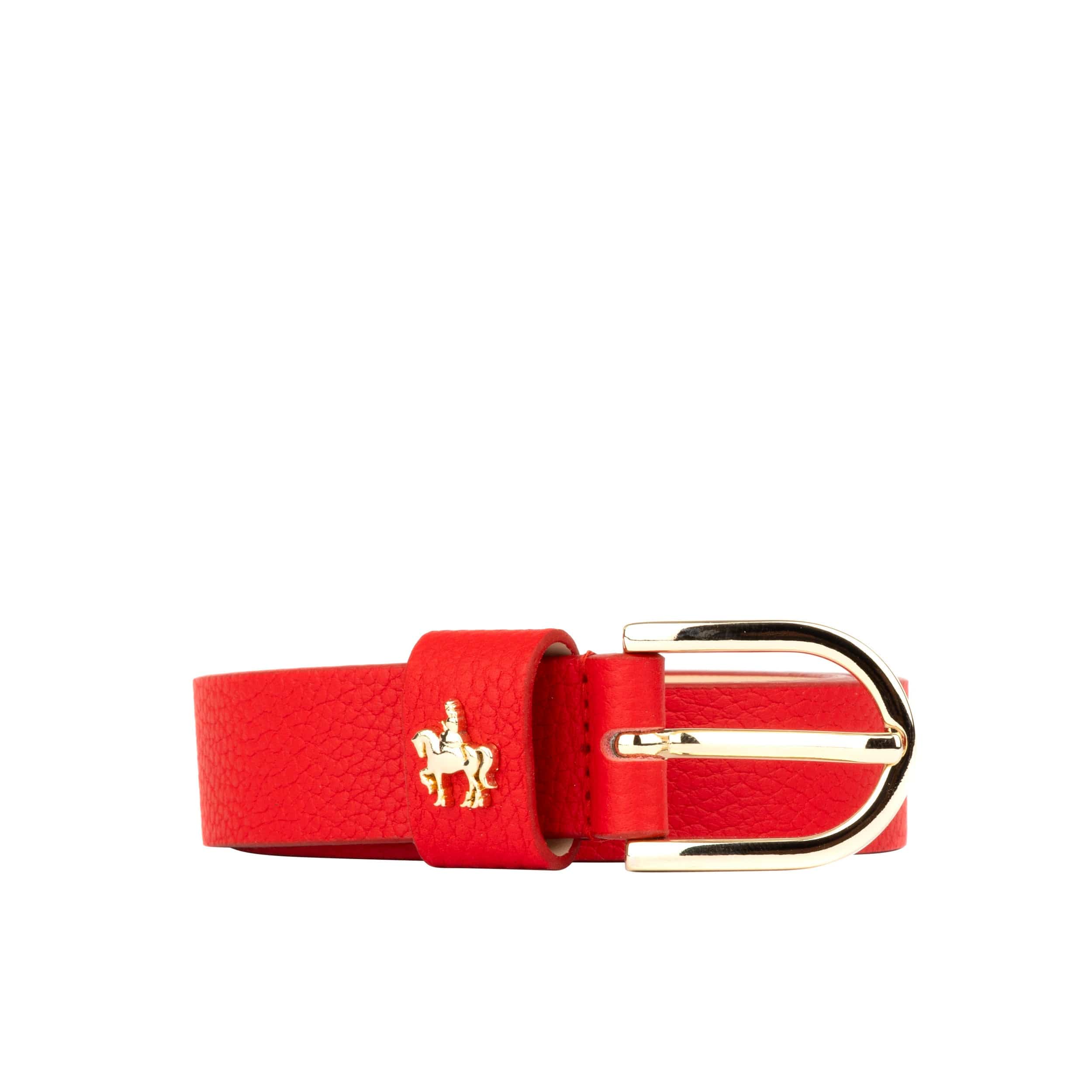 Poppy - Red - Women's elegant Italian leather belt with gold tone buckle