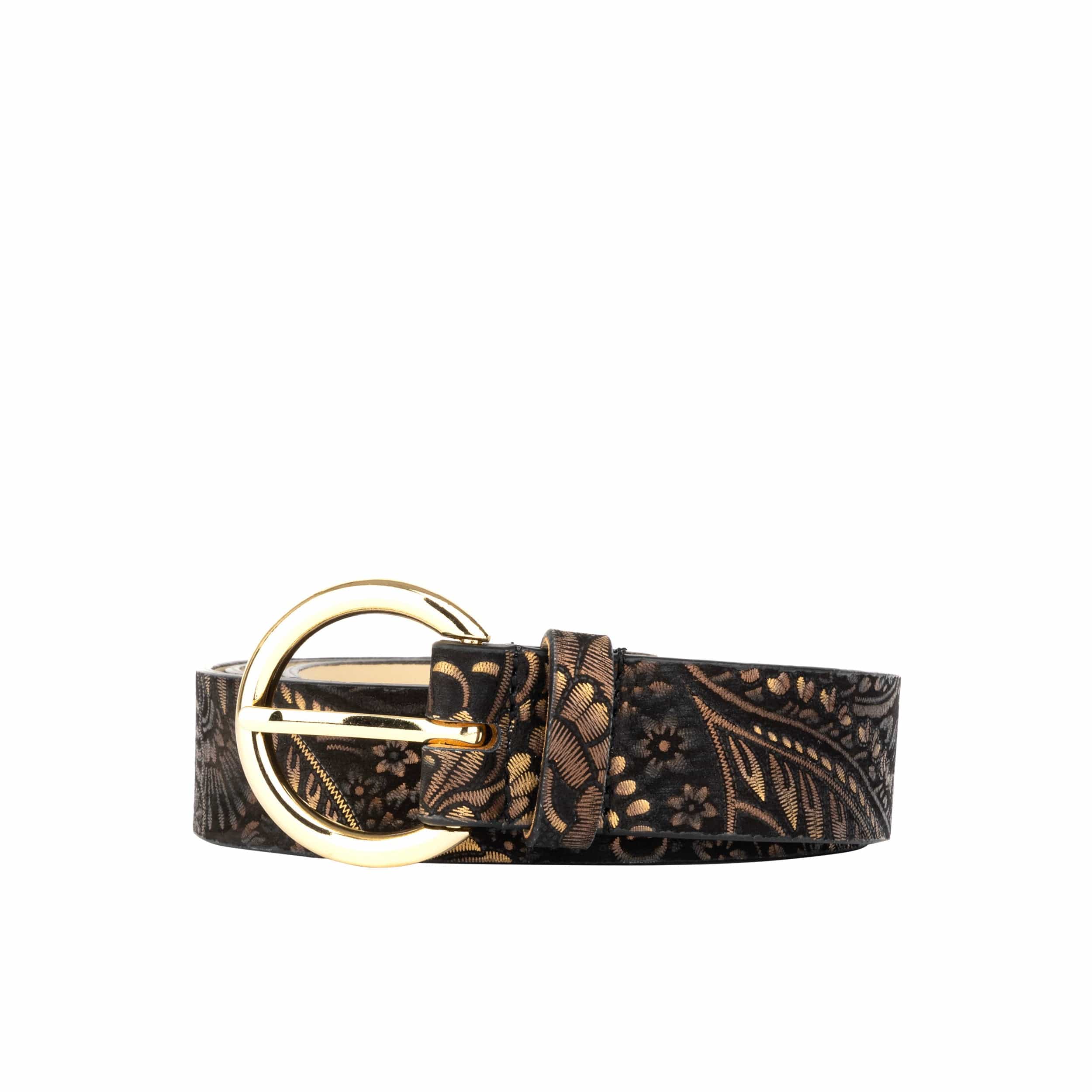 Emma - Black & Gold - Women's Italian leather belt