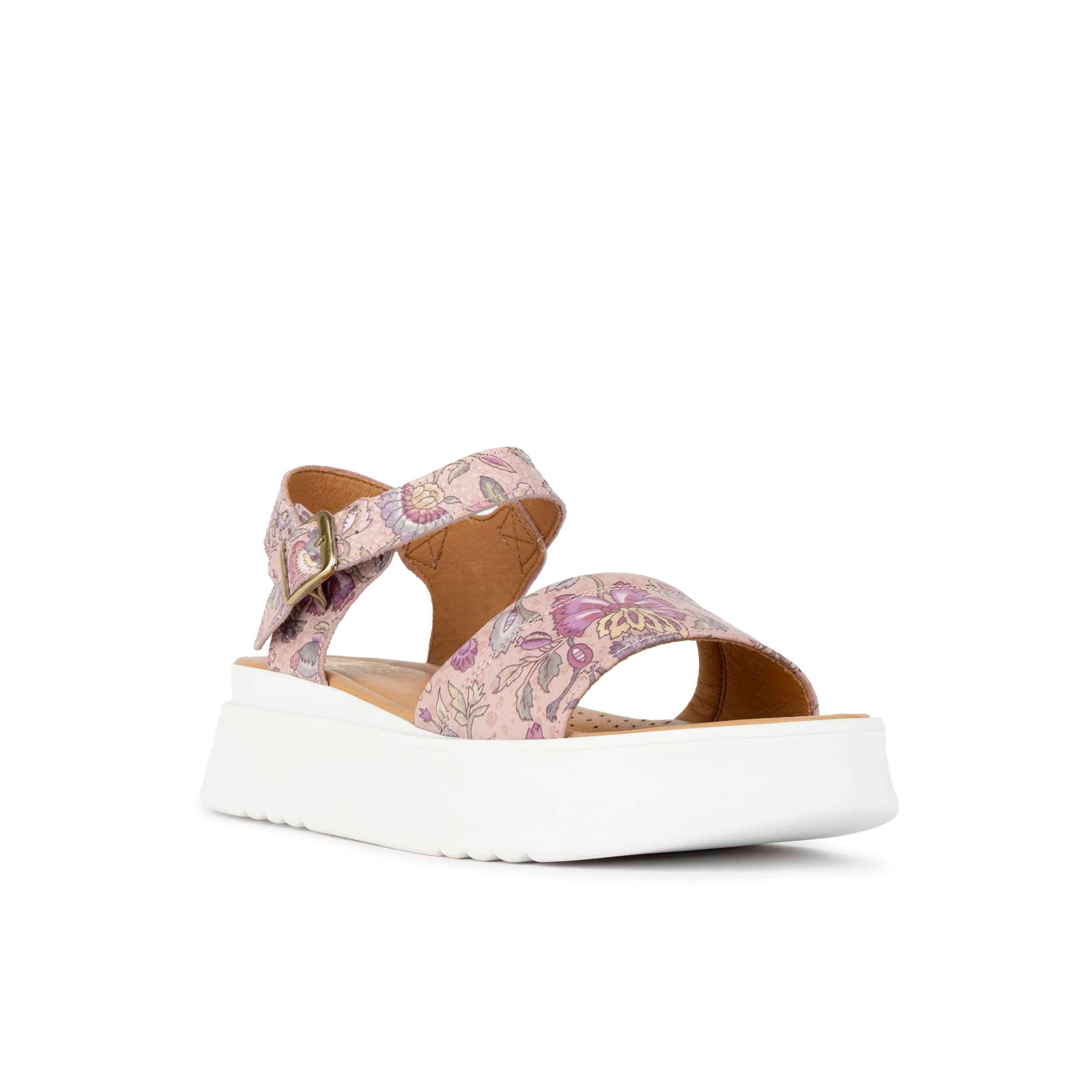Amalfi - Pink & Paisley - Women's 1.3 inch Flatform Leather Sandal