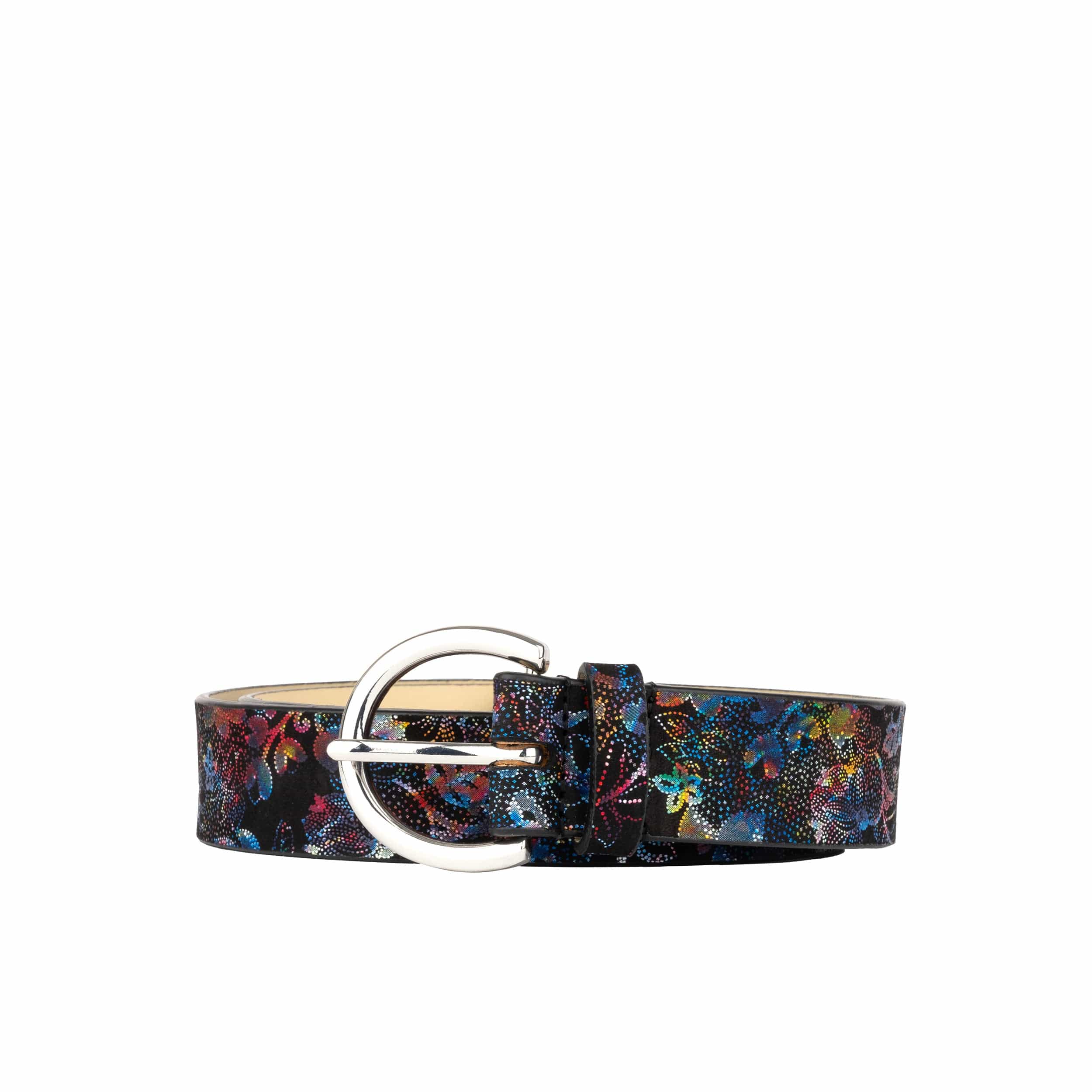 Emma - Black Flower - Women's Italian leather belt