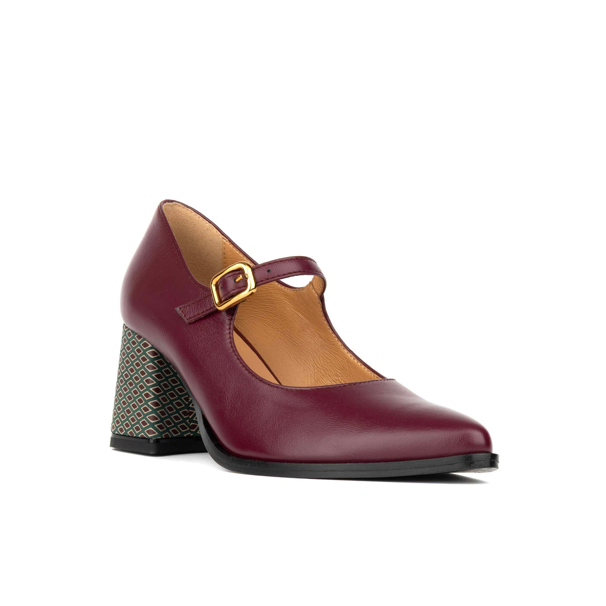 Hyde - Burgundy & Green Diamond - Women's Leather Mary Jane Pump