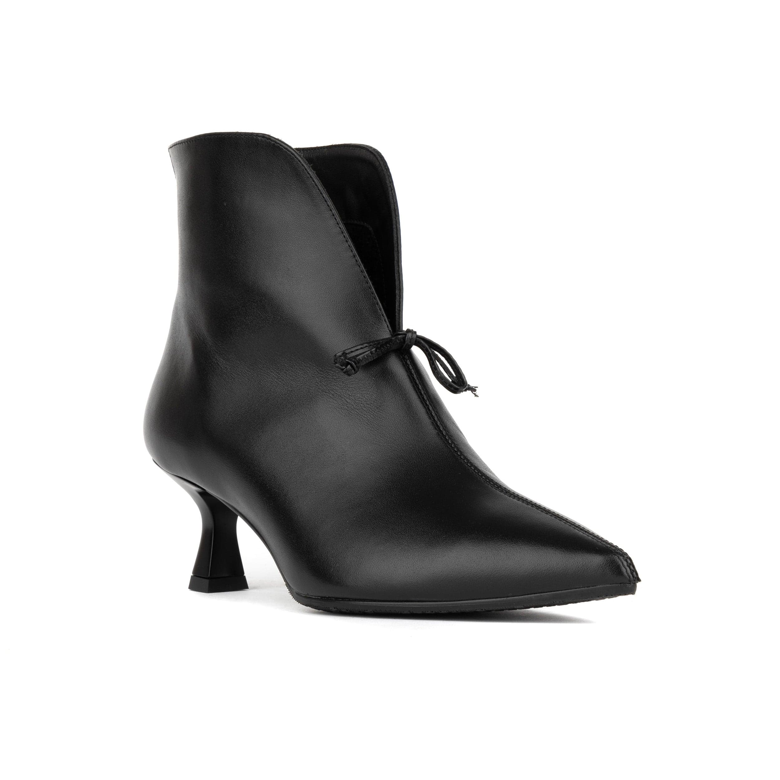 Regent - Black - Women's Leather Ankle Boot with kitten heel
