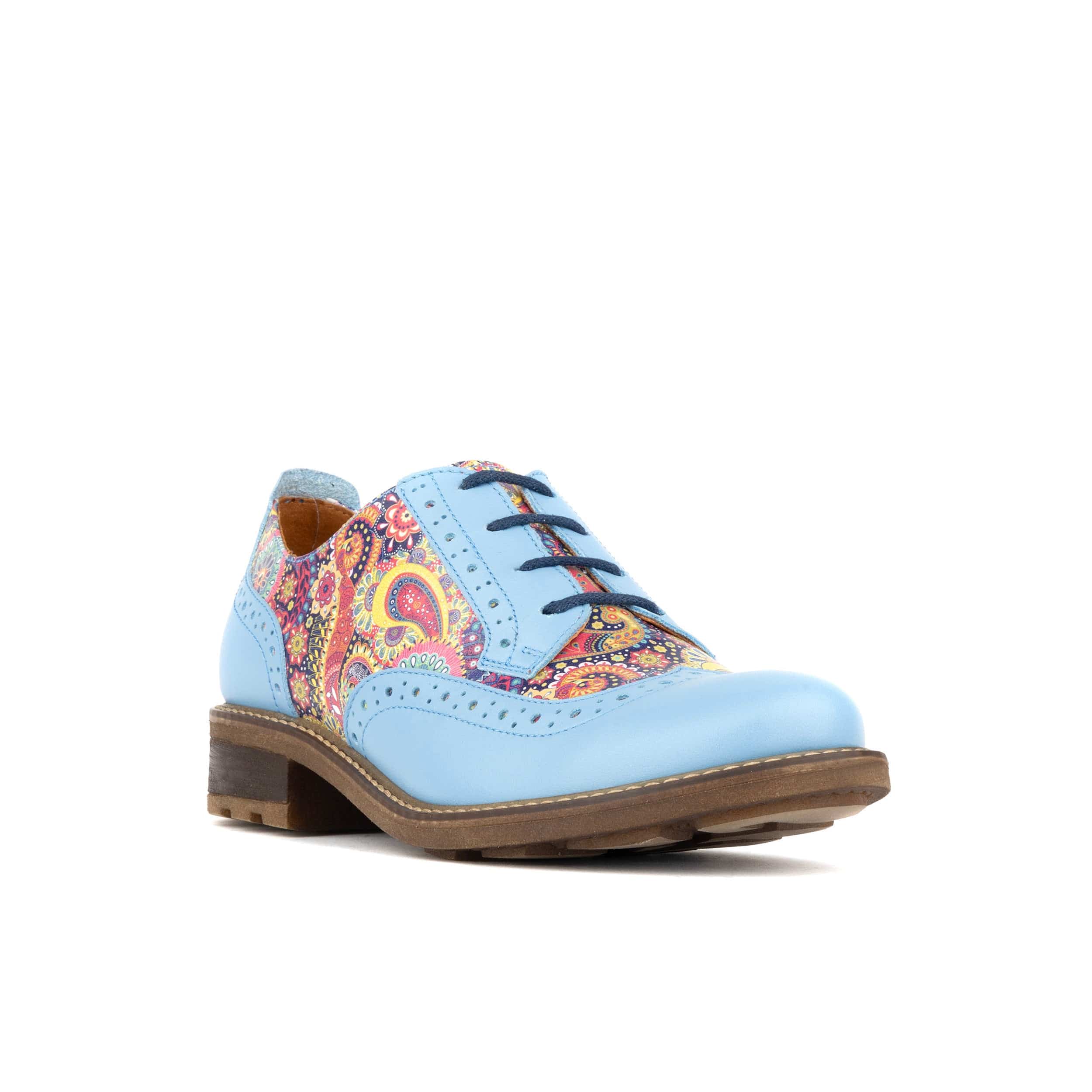 DreamFiters - Light Blue - Women's round toe leather derby shoe on durable sole