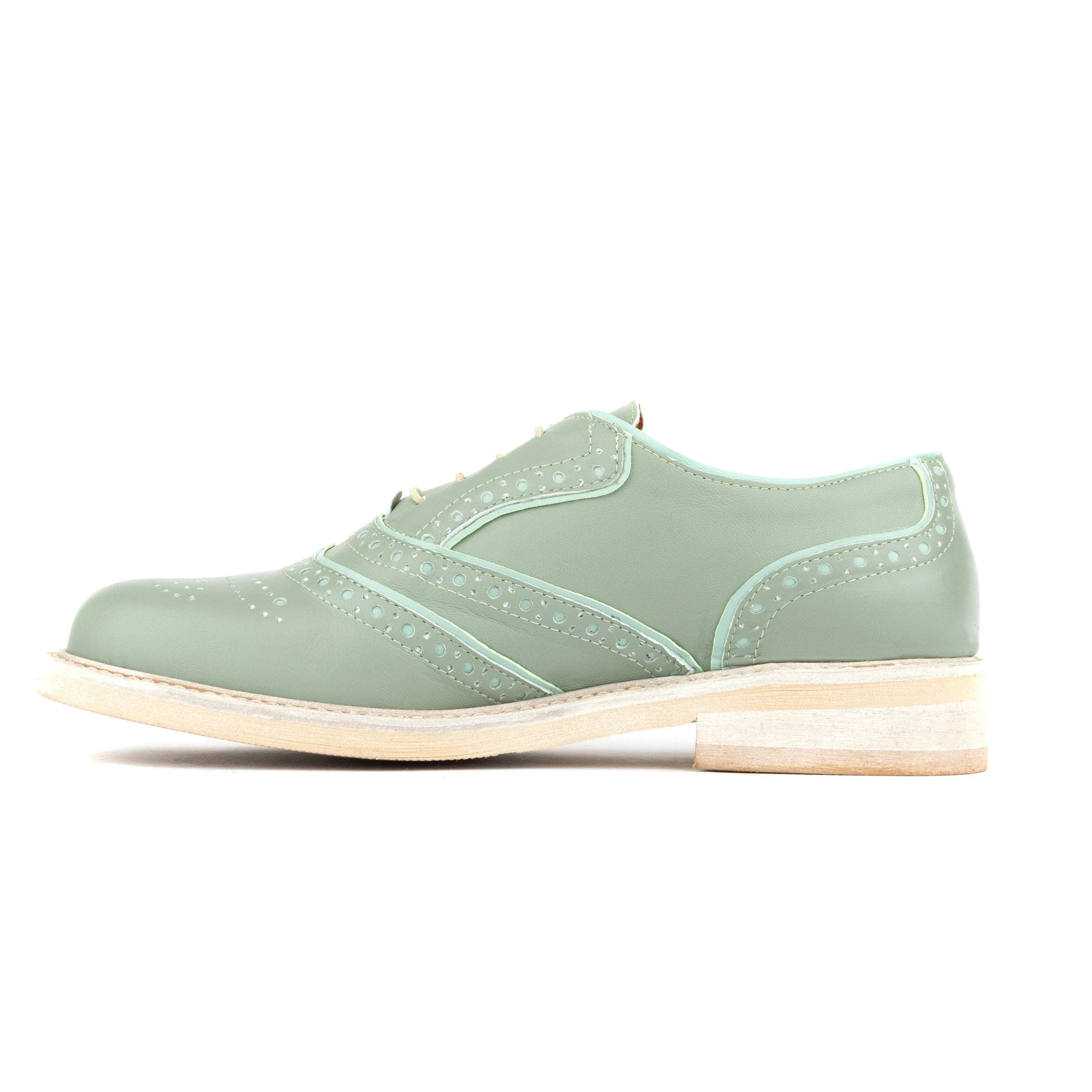 Brick Lane - Green - Women's contrast leather lace-up brogue