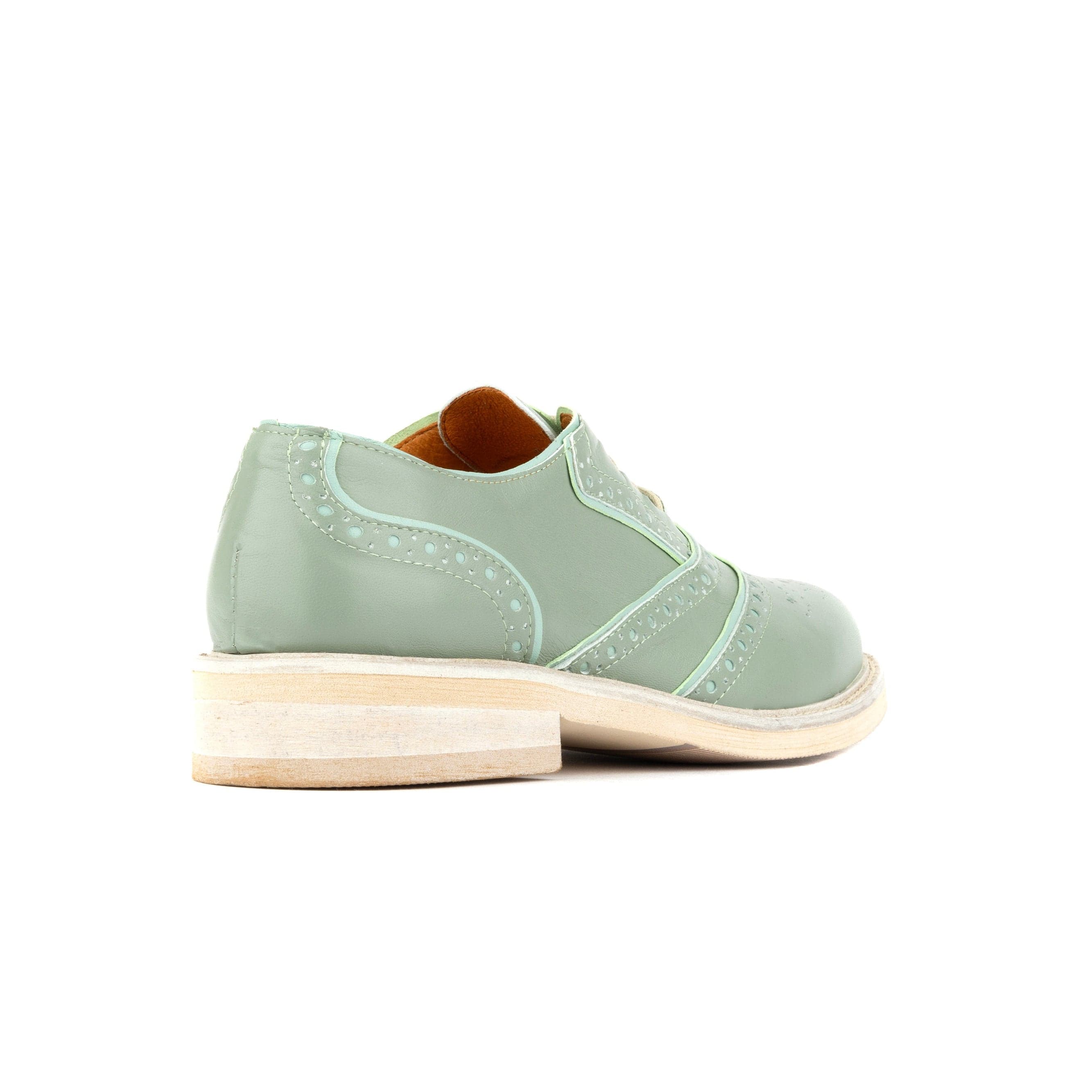 Brick Lane - Green - Women's contrast leather lace-up brogue