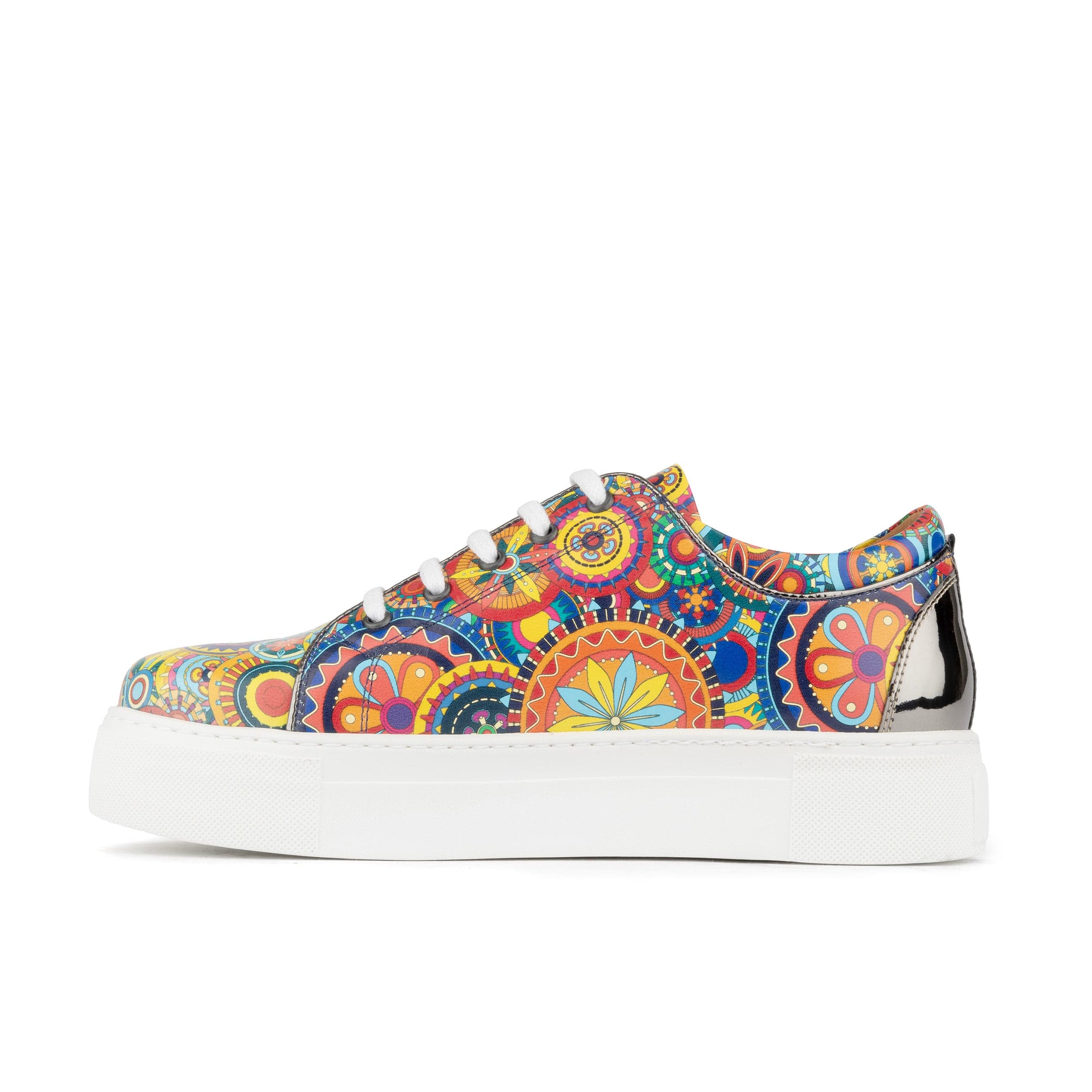 Camila - Signature Print - Women's chunky sole leather trainer in colourful print