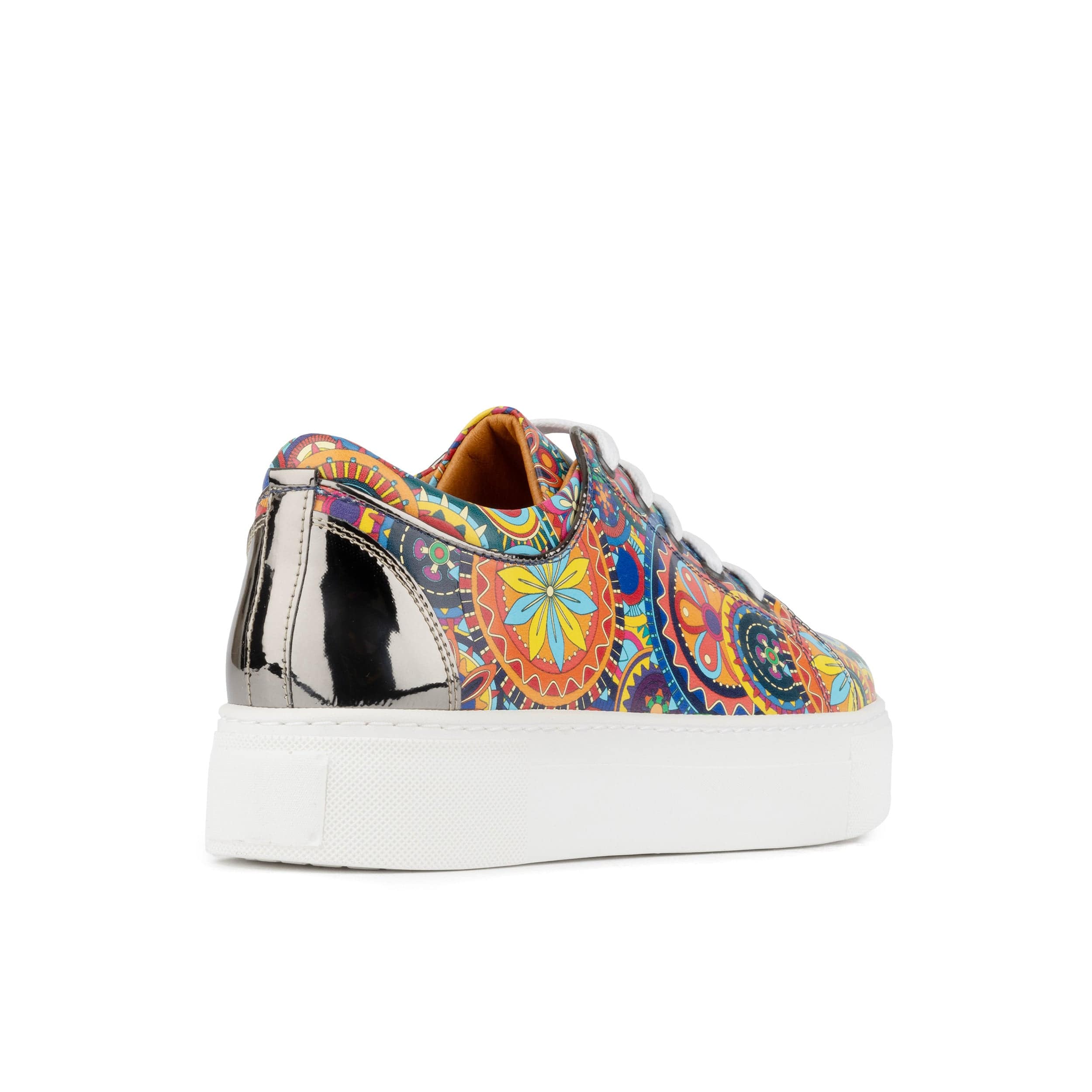 Camila - Signature Print - Women's chunky sole leather trainer in colourful print