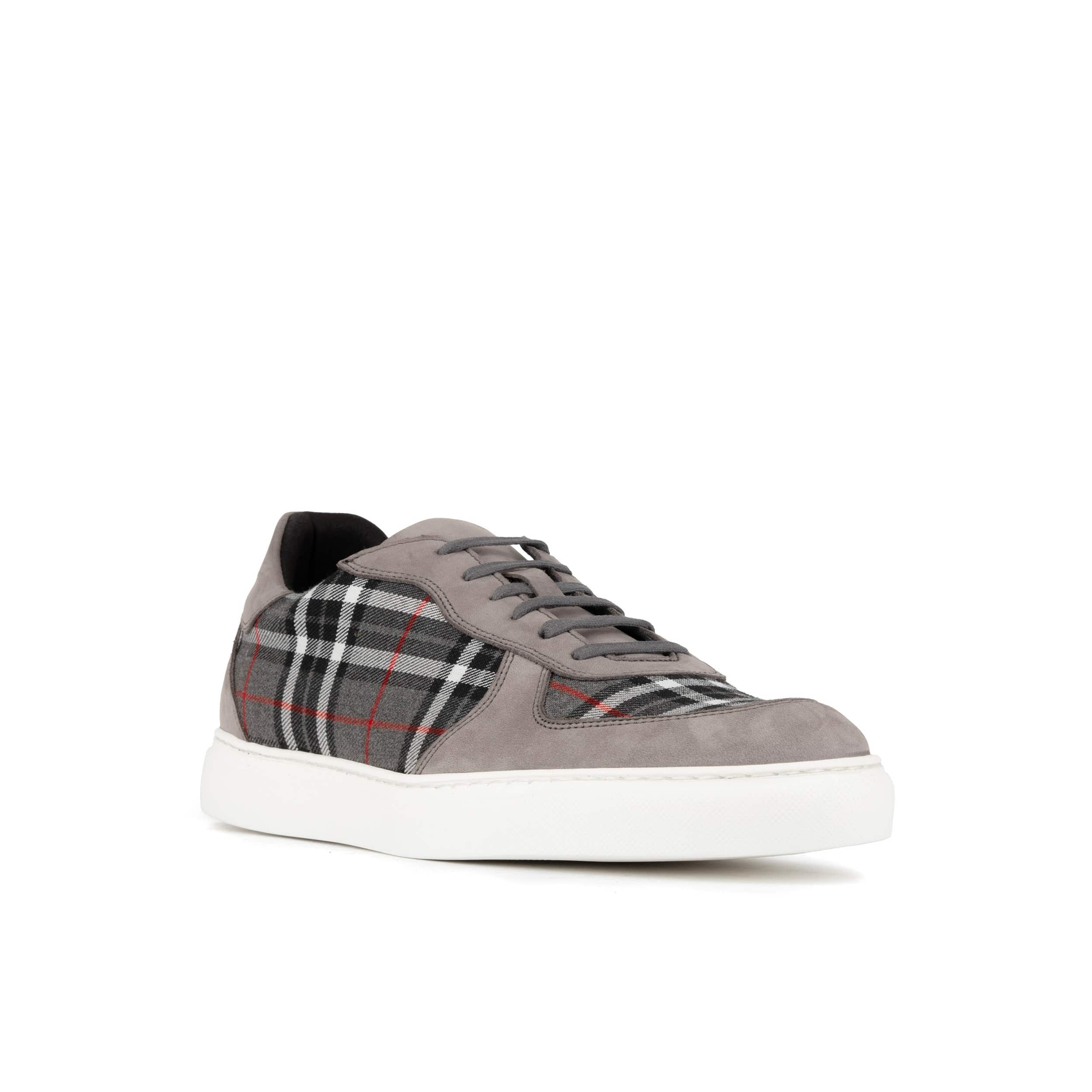 Strada - Grey Tartan - Men's Tartan Suede & Leather Trainer