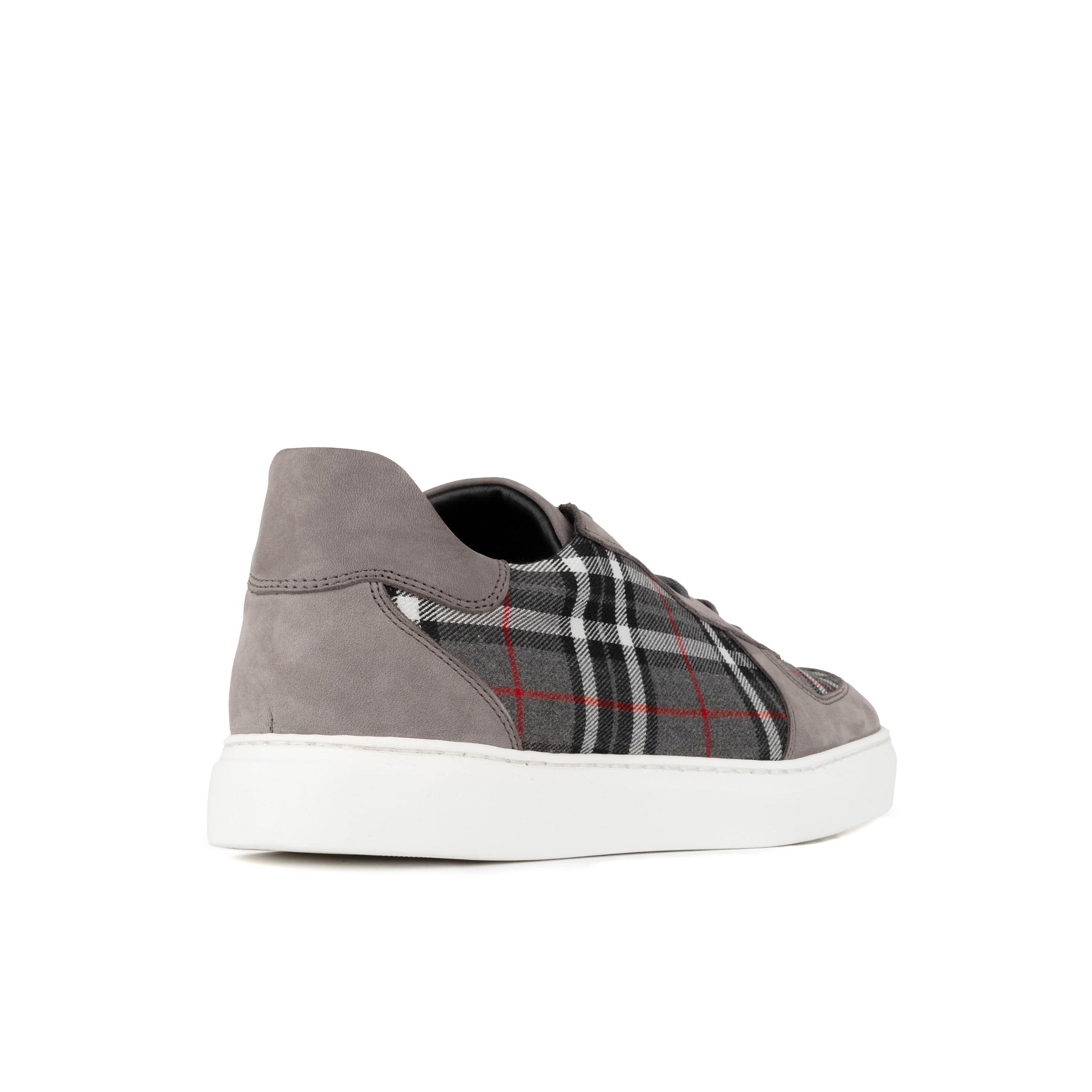 Strada - Grey Tartan - Men's Tartan Suede & Leather Trainer