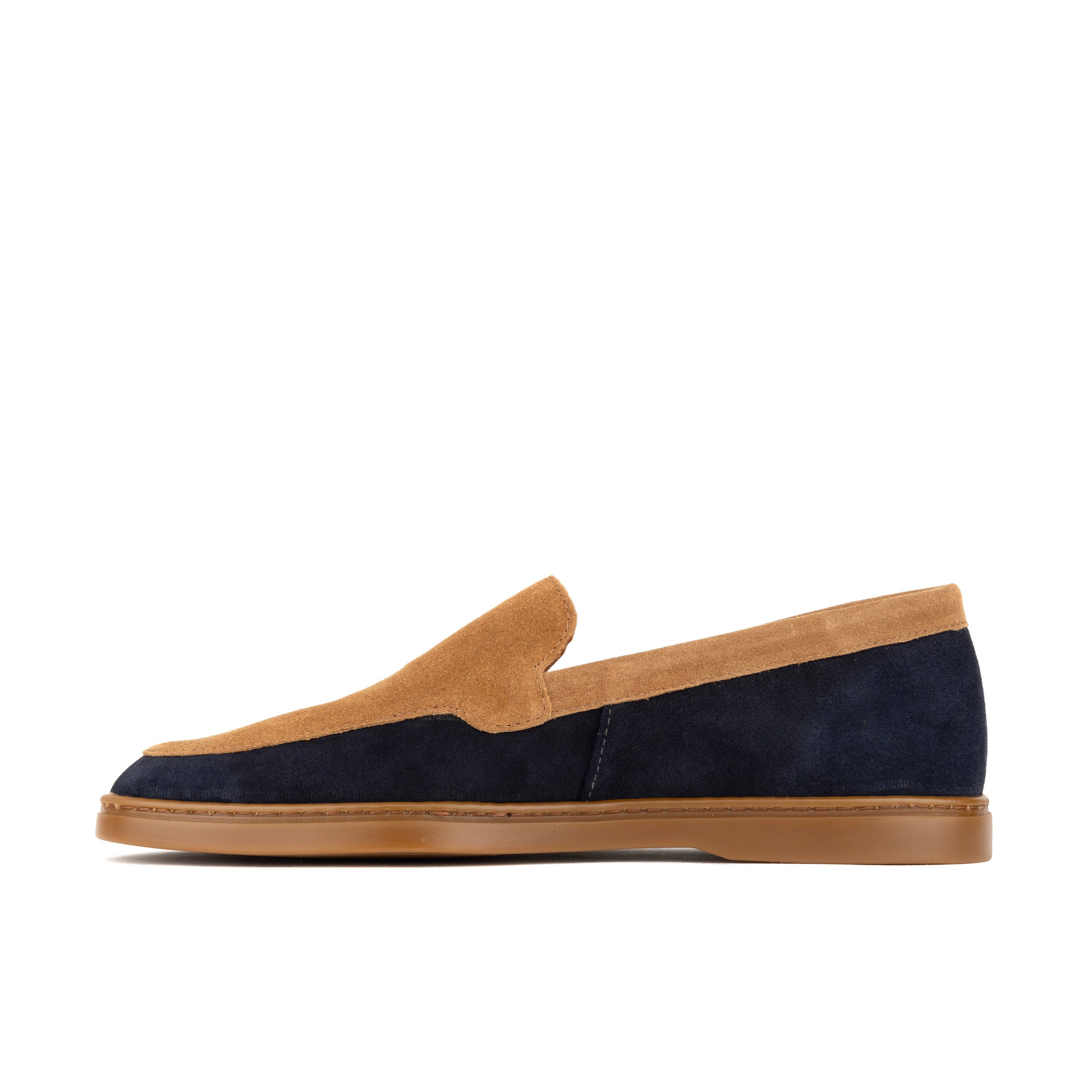 Gareth - Tan & Dark Blue - Men’s Two Tone Suede Loafer