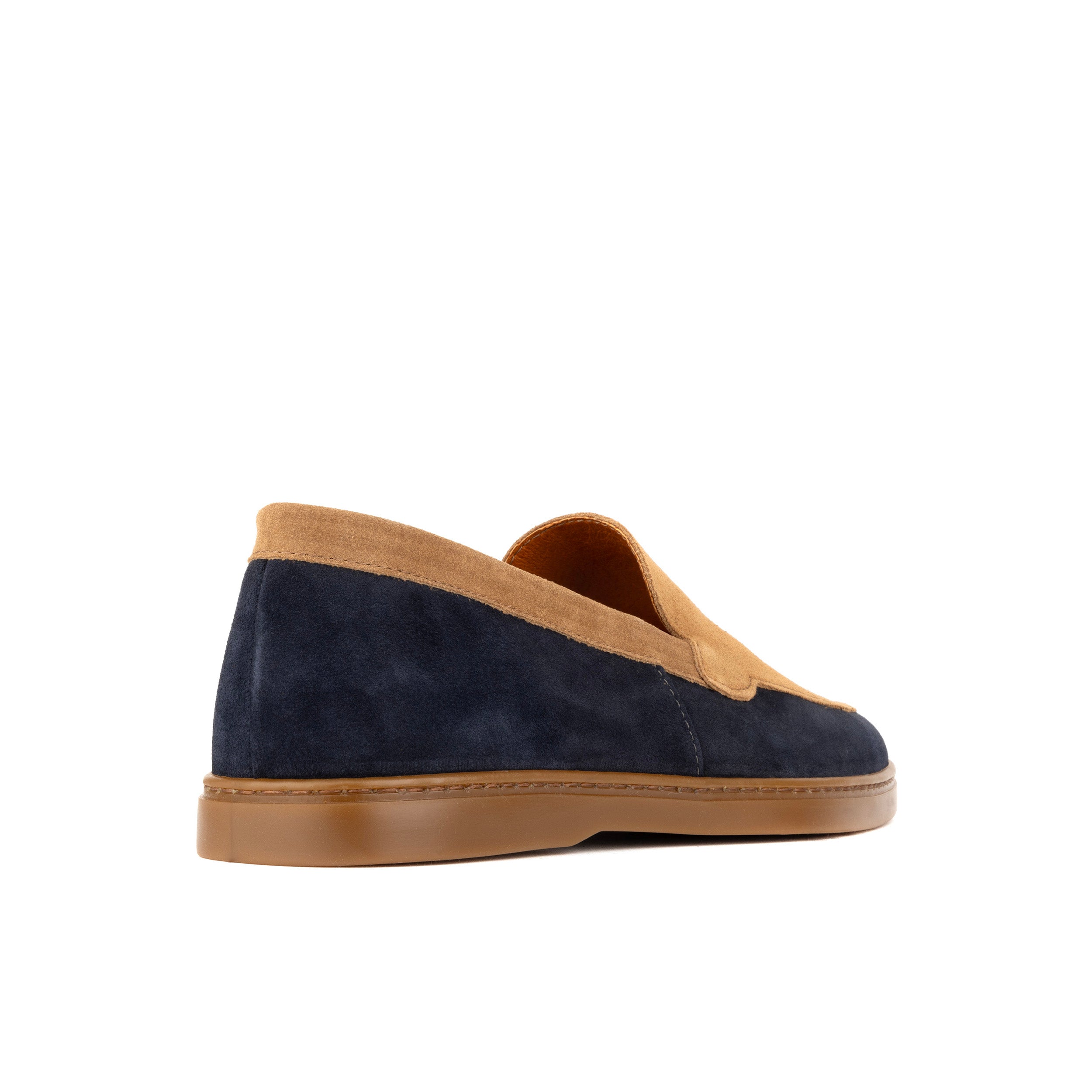 Gareth - Tan & Dark Blue - Men’s Two Tone Suede Loafer