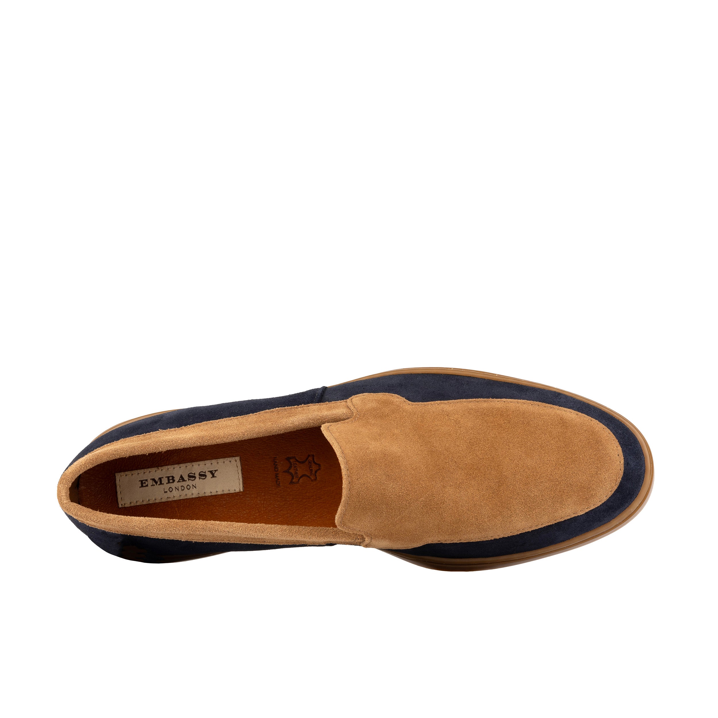 Gareth - Tan & Dark Blue - Men’s Two Tone Suede Loafer