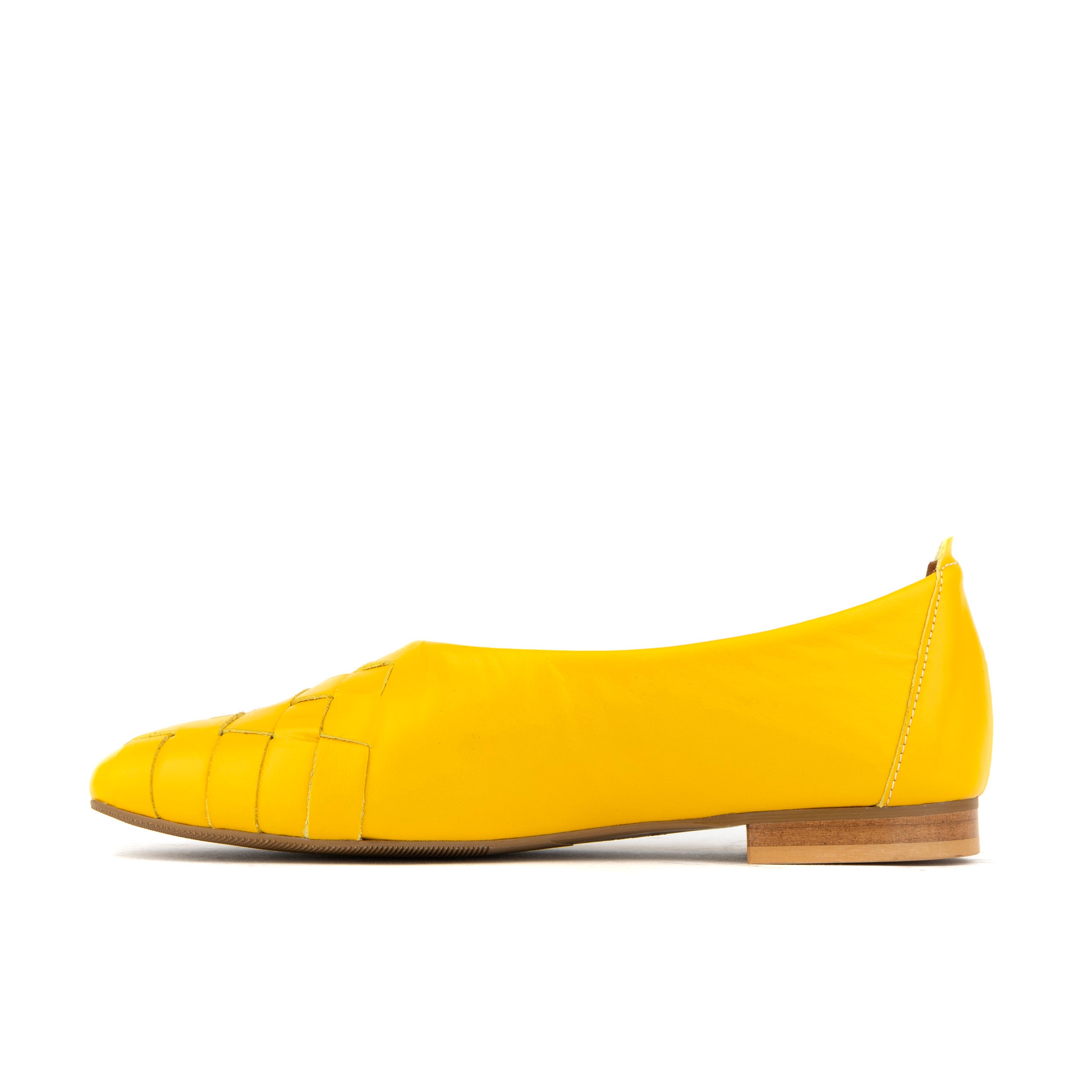 Solenne - Yellow - Handwoven Leather Ballet Pump