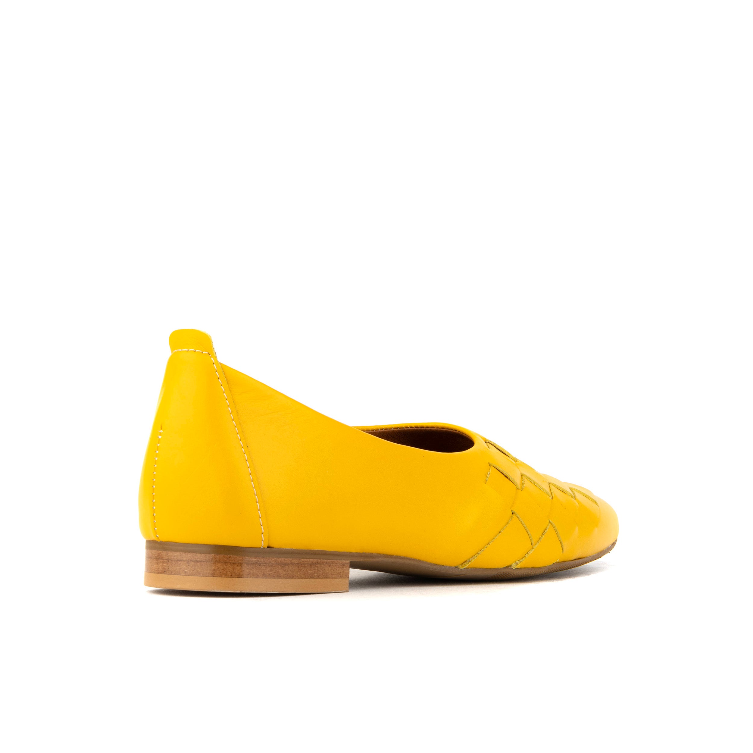 Solenne - Yellow - Handwoven Leather Ballet Pump