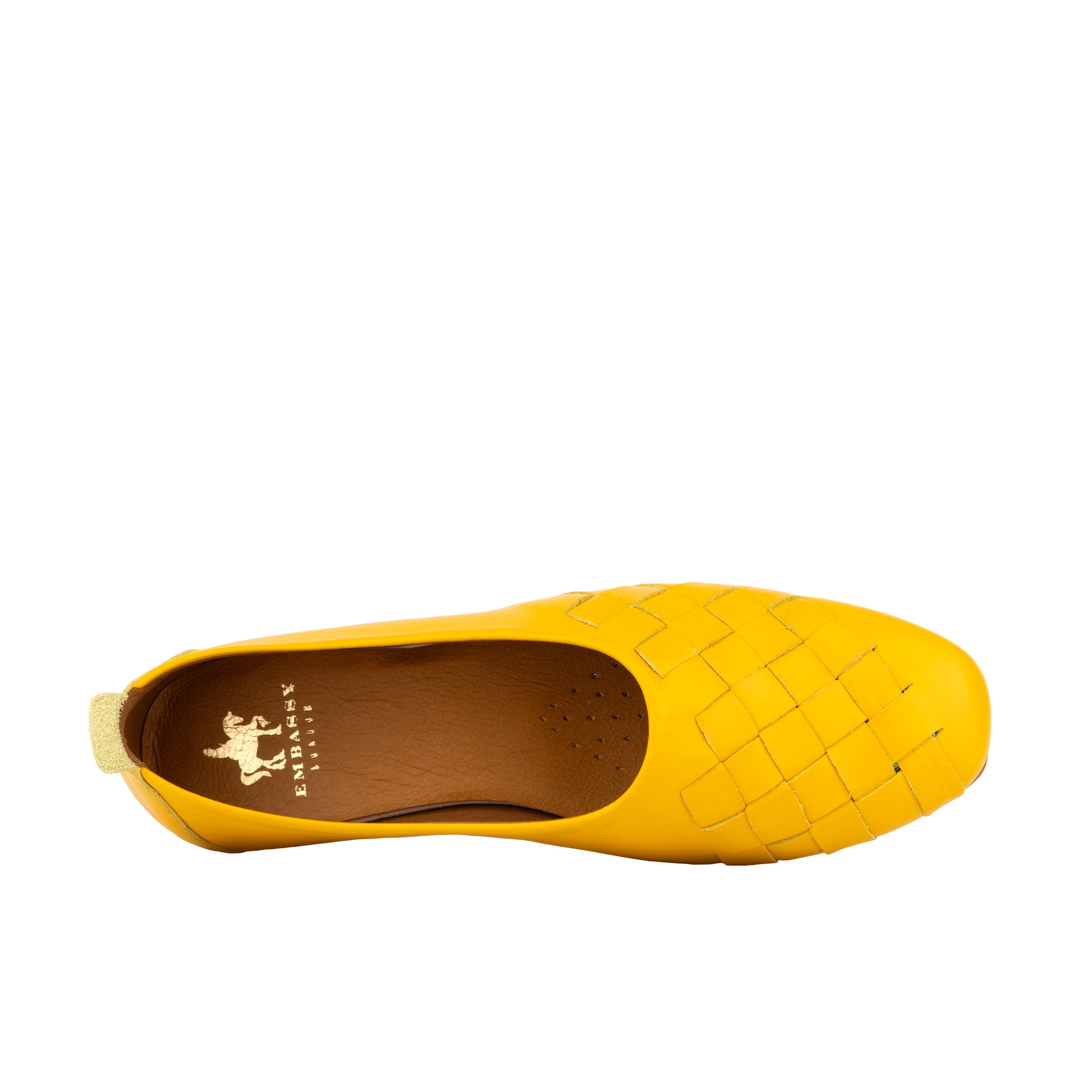 Solenne - Yellow - Handwoven Leather Ballet Pump