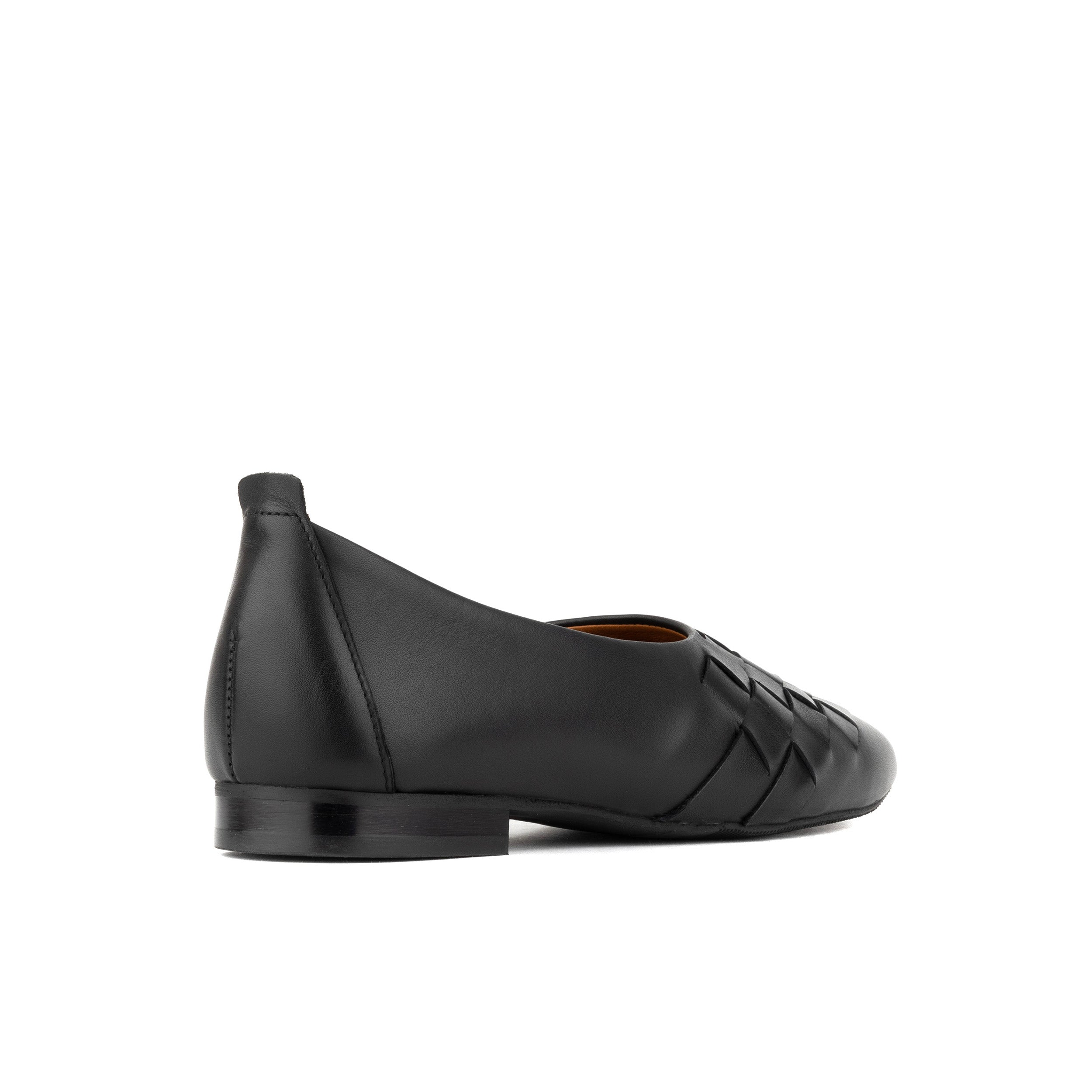 Solenne - Black - Handwoven Leather Ballet Pump