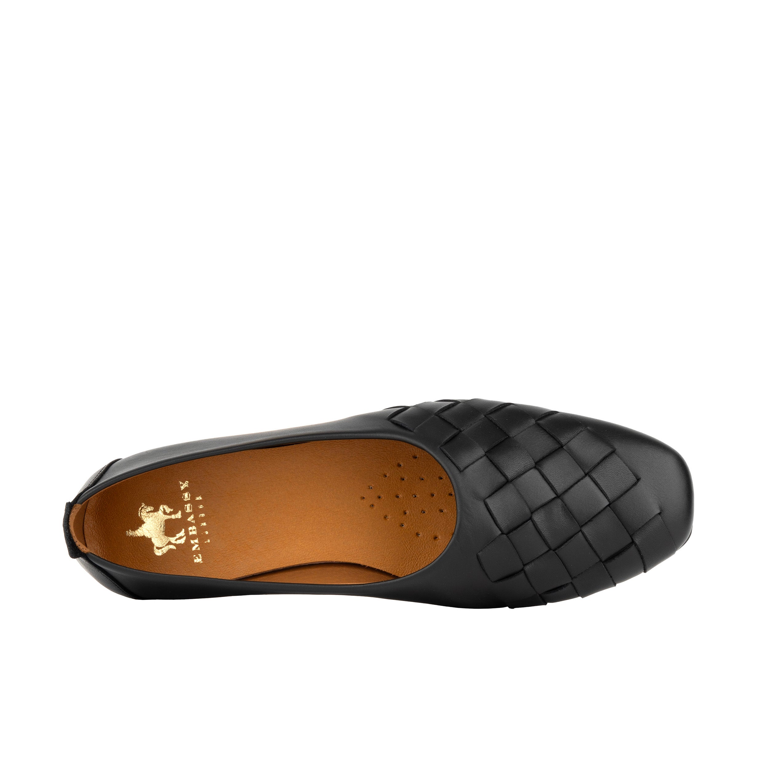 Solenne - Black - Handwoven Leather Ballet Pump