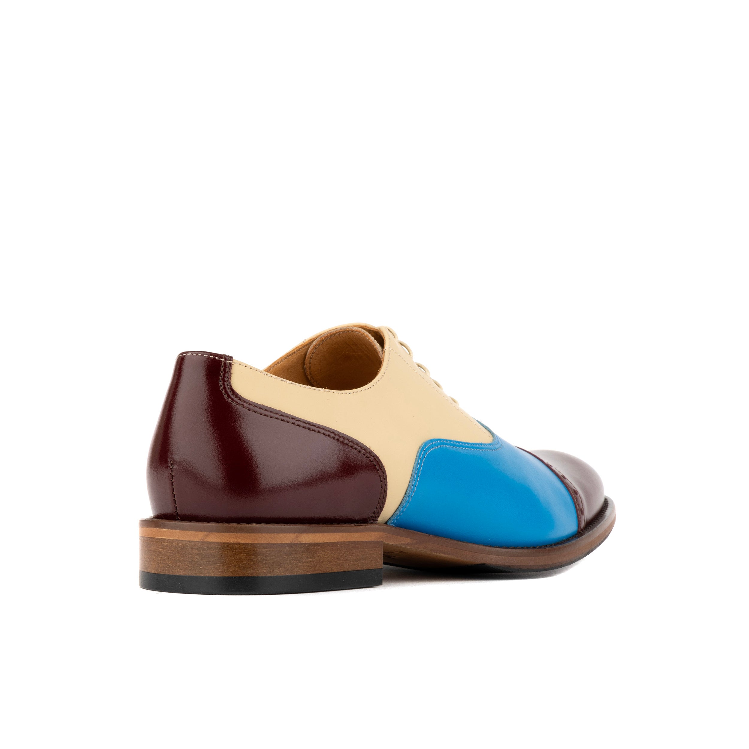 Pembroke - Cream & Burgundy & Blue - Men’s Summer Toe Cap Shoe