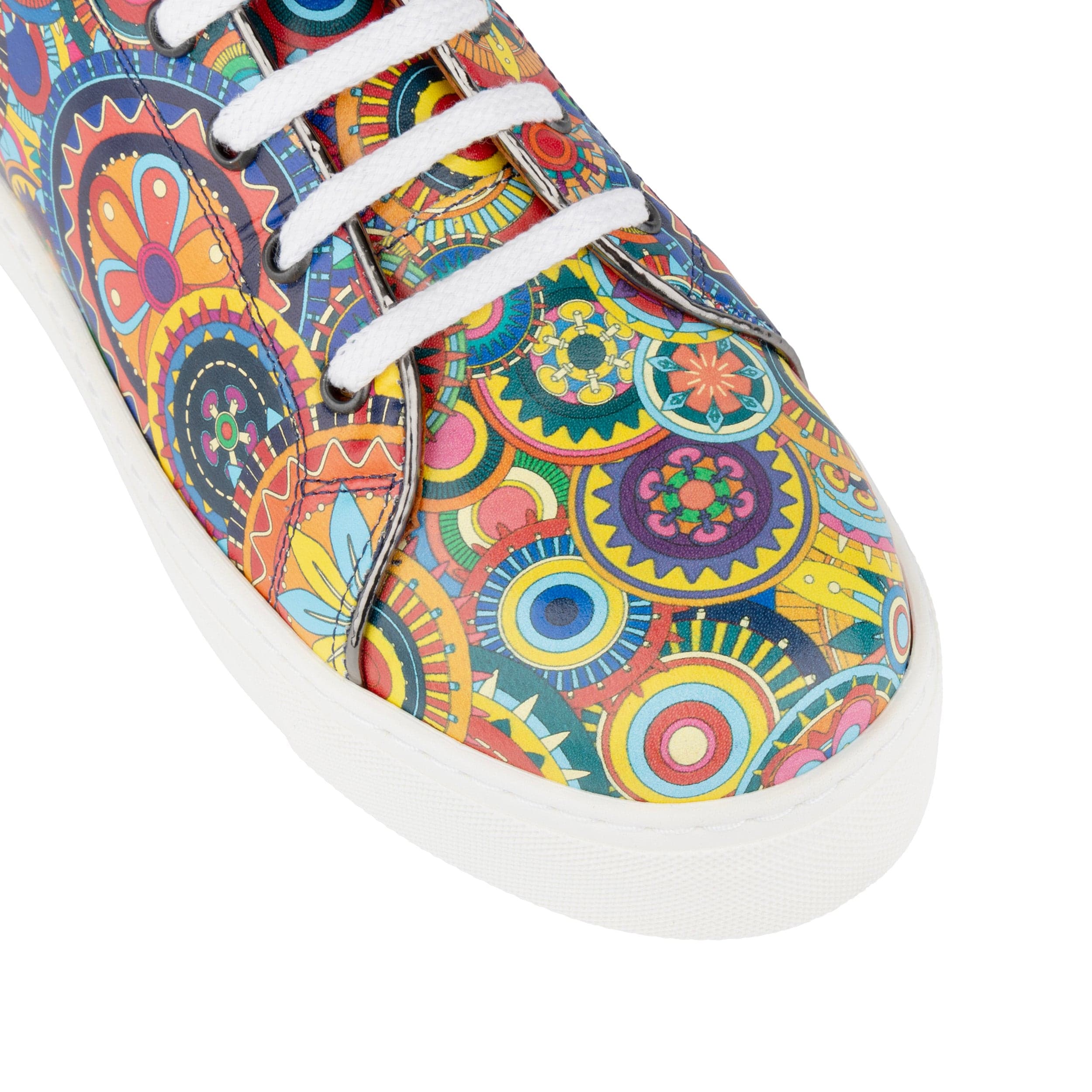 Camila - Signature Print - Women's chunky sole leather trainer in colourful print