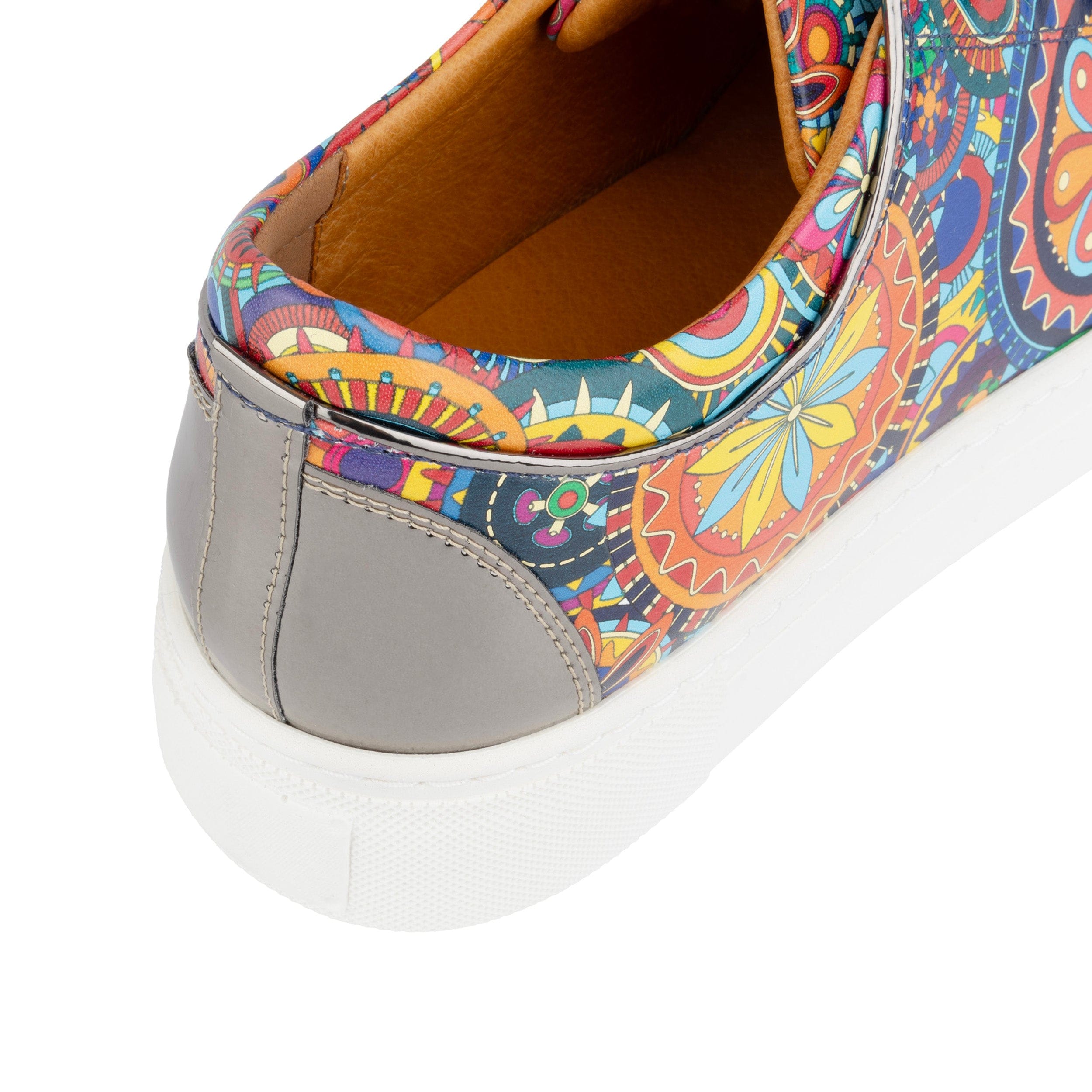 Camila - Signature Print - Women's chunky sole leather trainer in colourful print