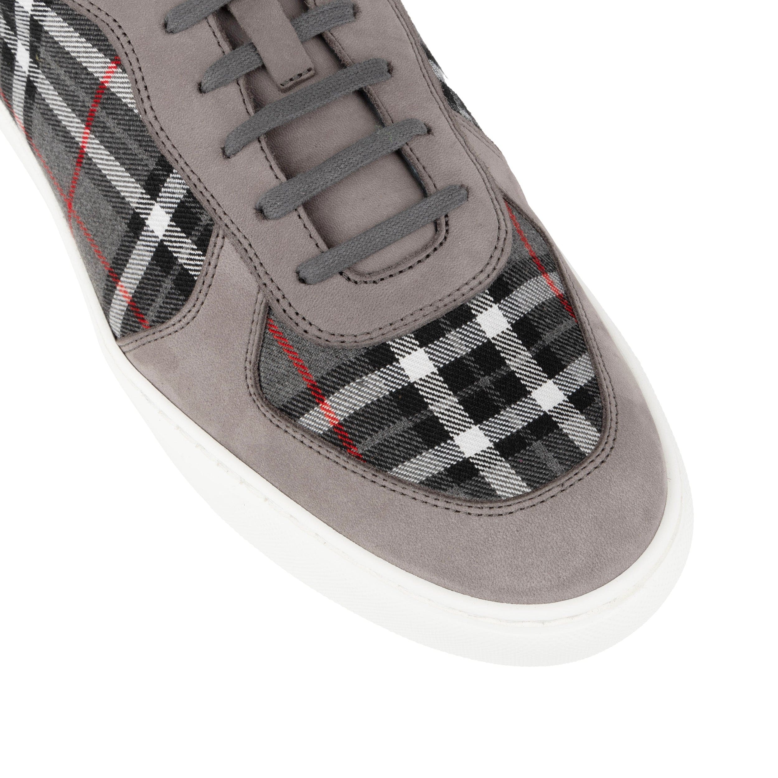 Strada - Grey Tartan - Men's Tartan Suede & Leather Trainer