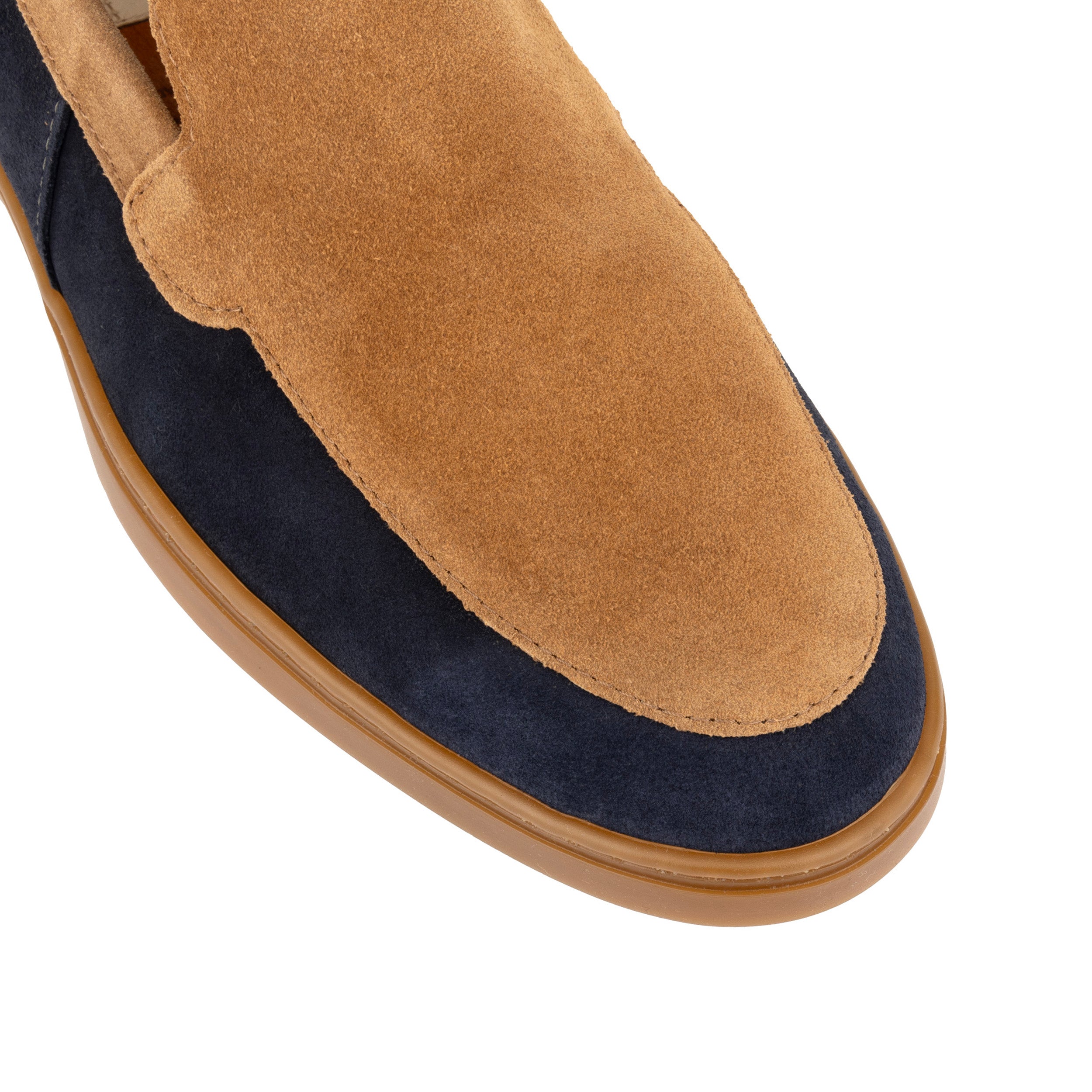 Gareth - Tan & Dark Blue - Men’s Two Tone Suede Loafer