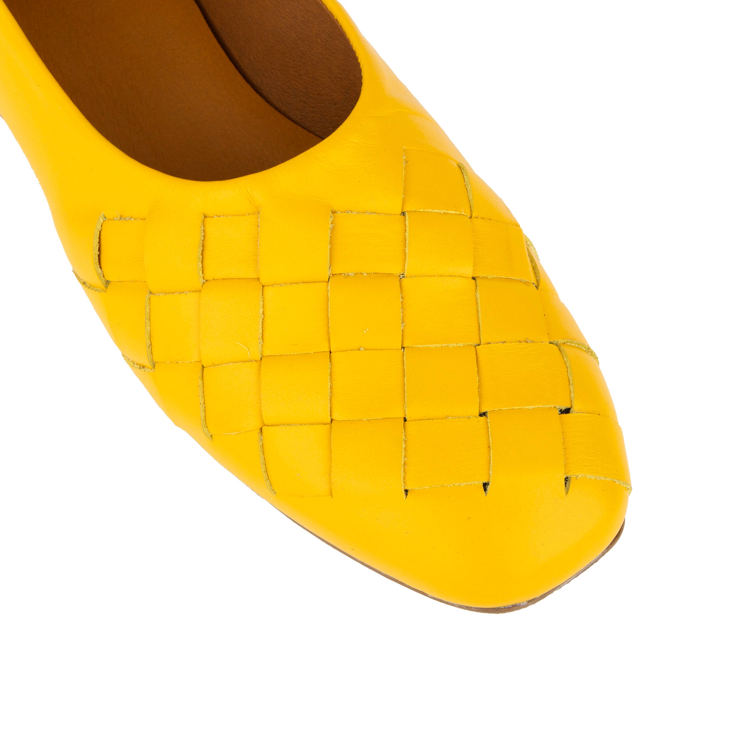 Solenne - Yellow - Handwoven Leather Ballet Pump