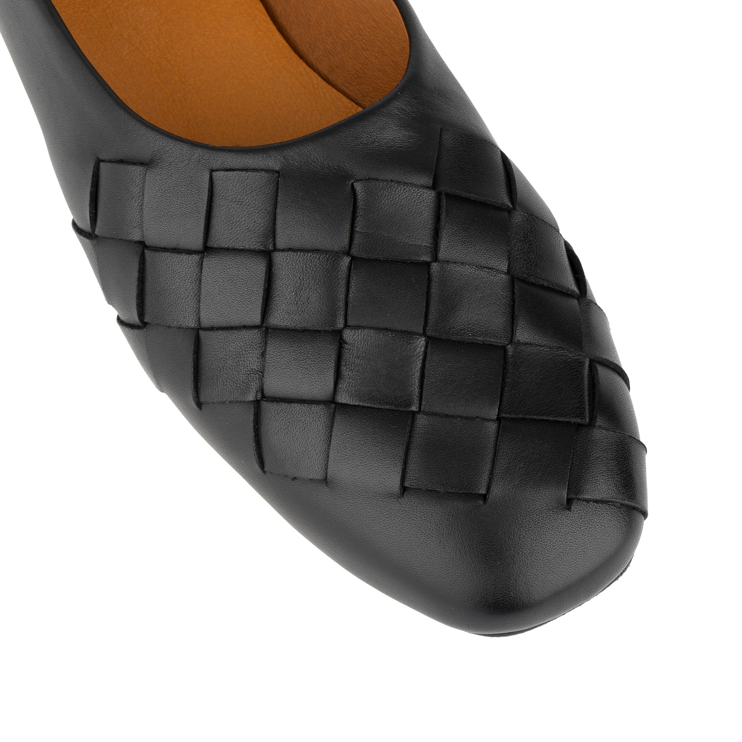 Solenne - Black - Handwoven Leather Ballet Pump