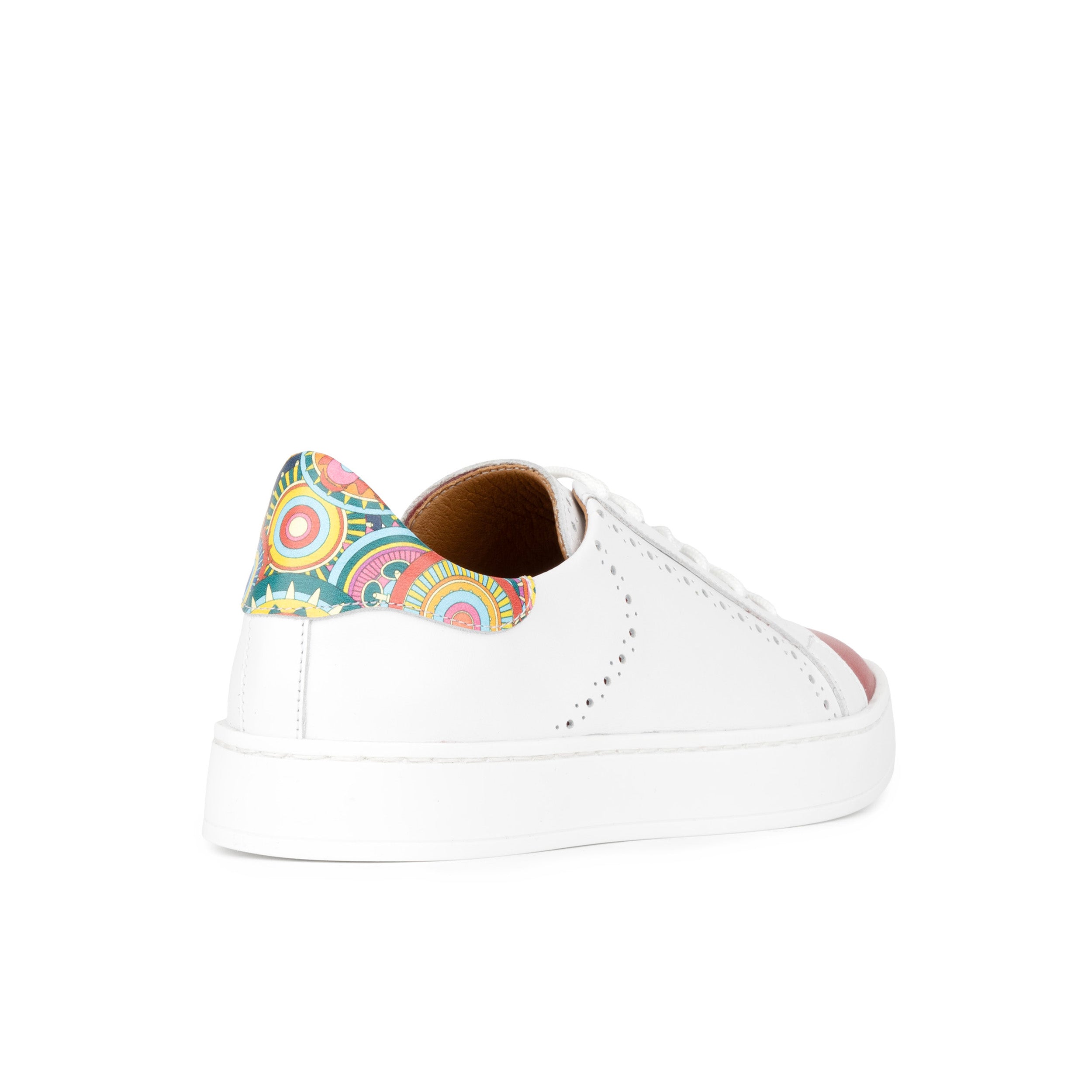 Serena - Red & Signature Print - Women’s Leather Trainer with Brogue Details