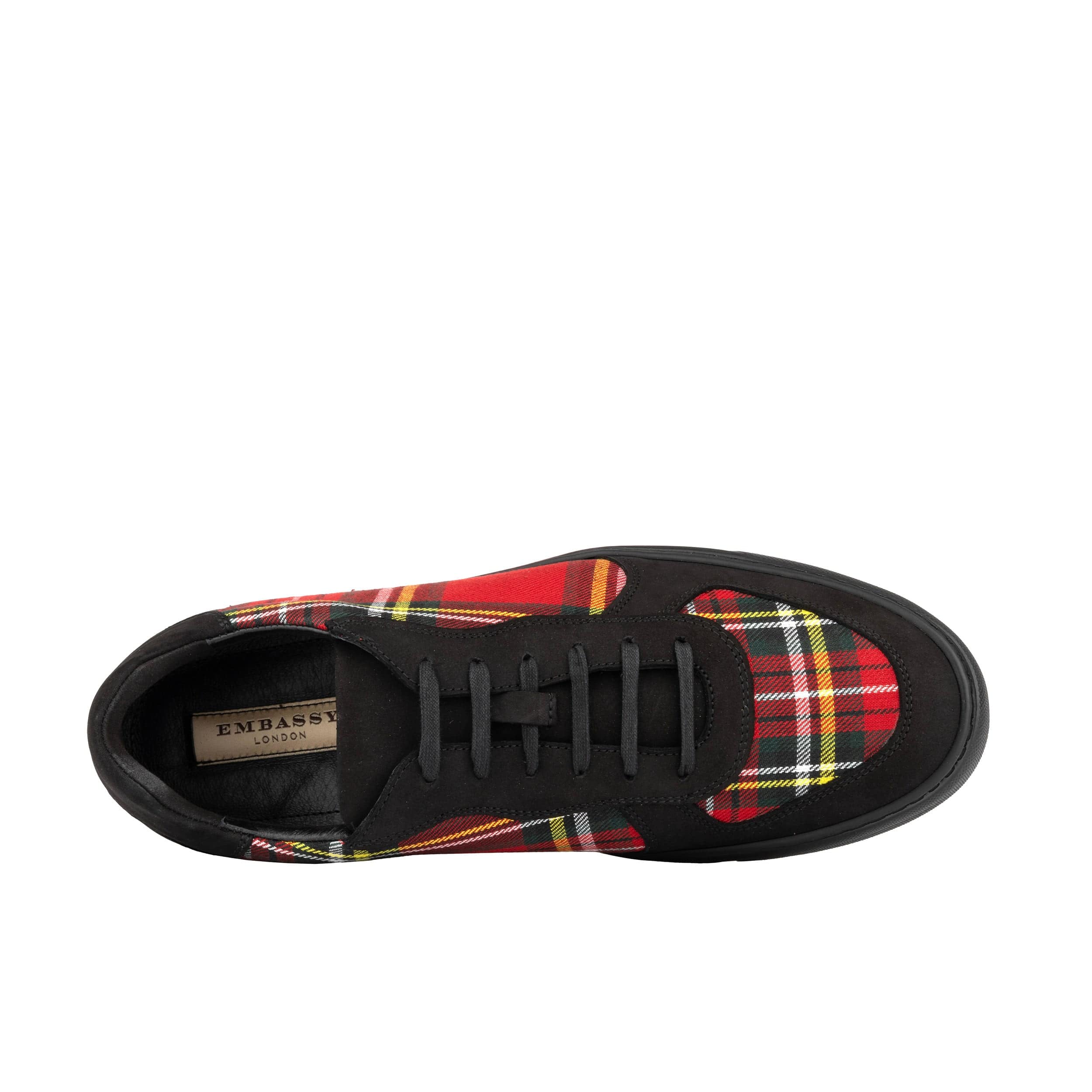Strada - Black & Red Tartan - Men's Tartan Leather & Suede Trainer