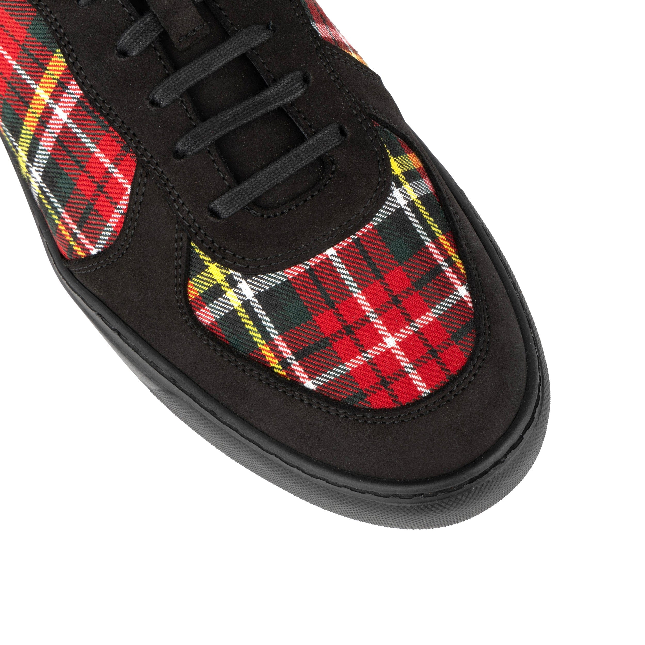 Strada - Black & Red Tartan - Men's Tartan Leather & Suede Trainer