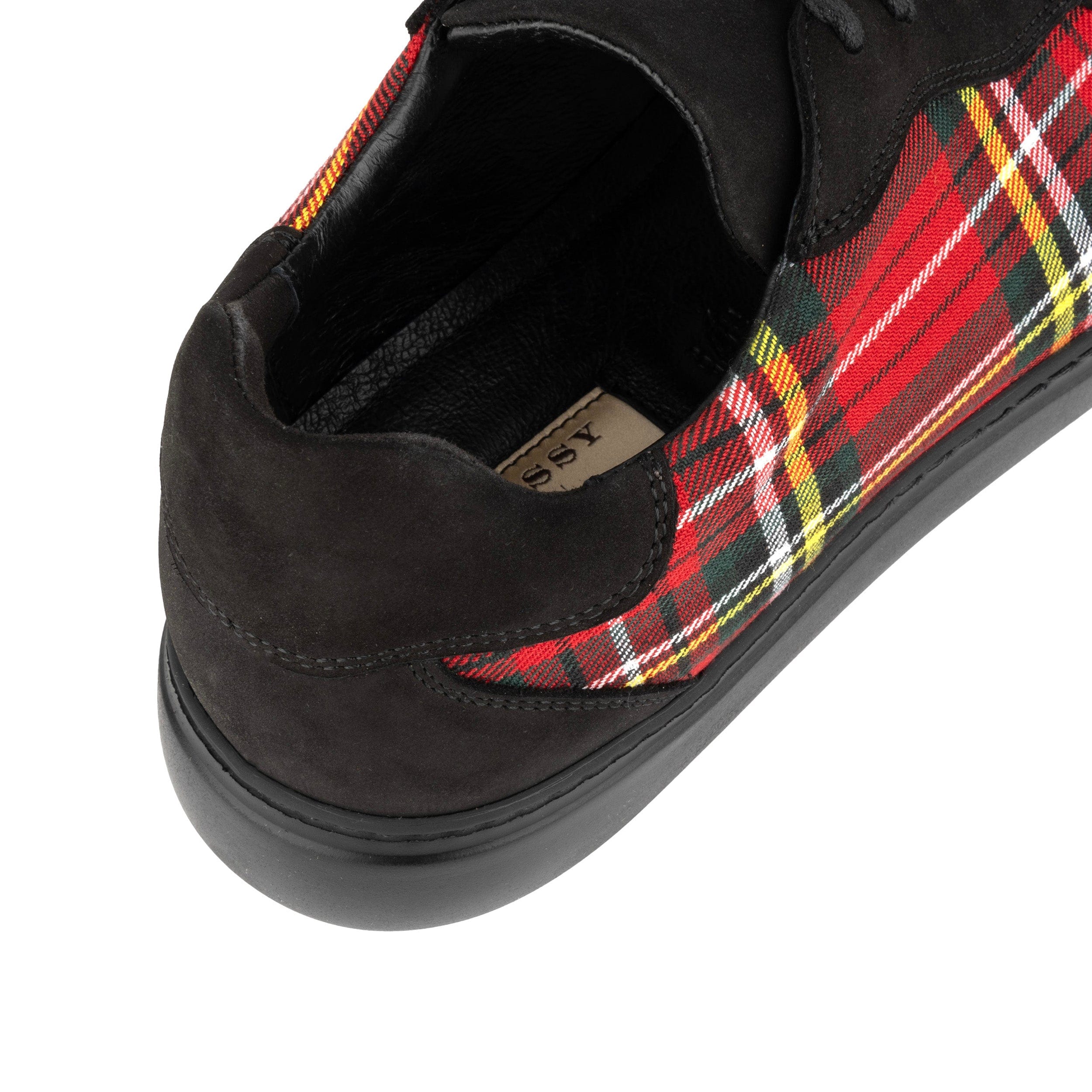 Strada - Black & Red Tartan - Men's Tartan Leather & Suede Trainer