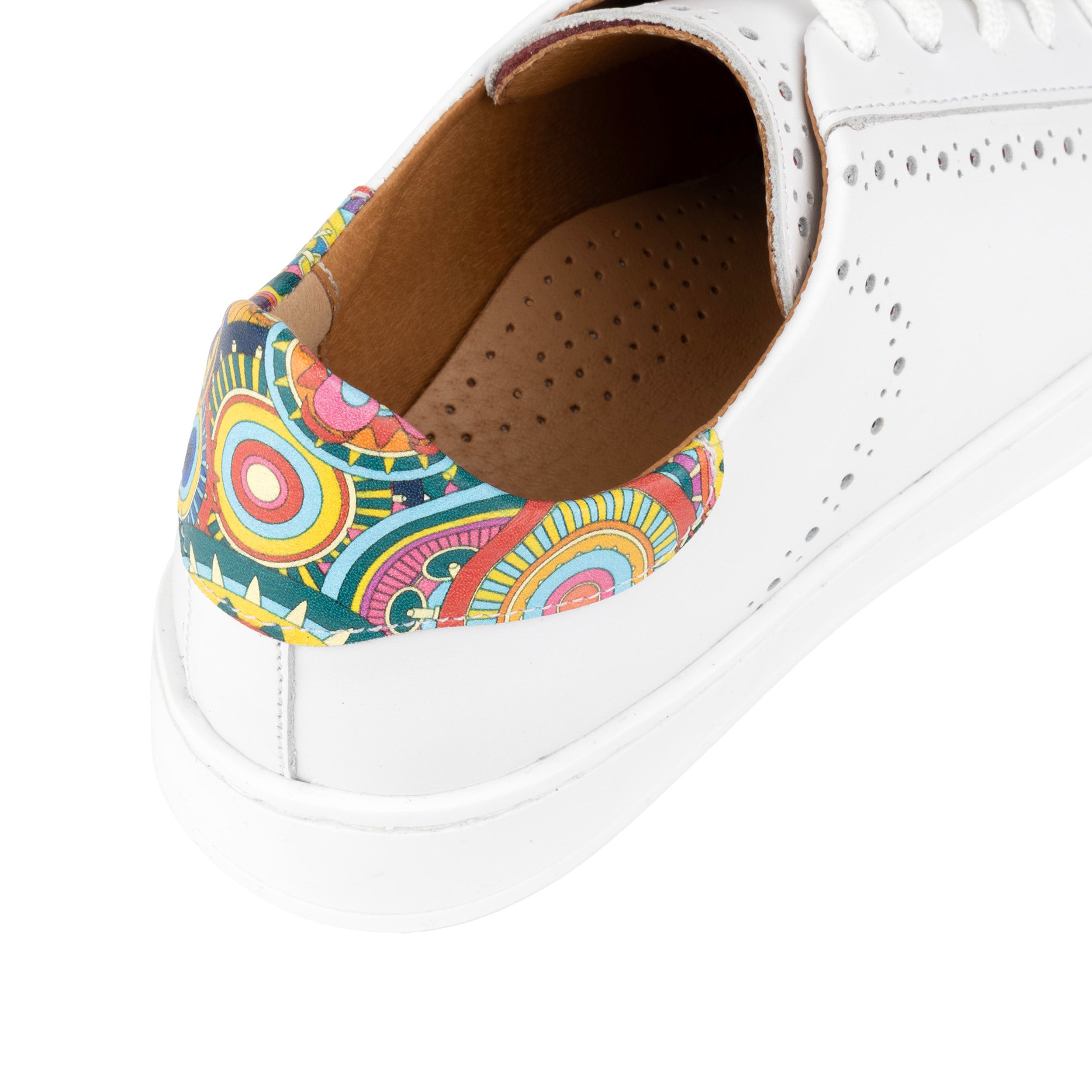 Serena - Red & Signature Print - Women’s Leather Trainer with Brogue Details